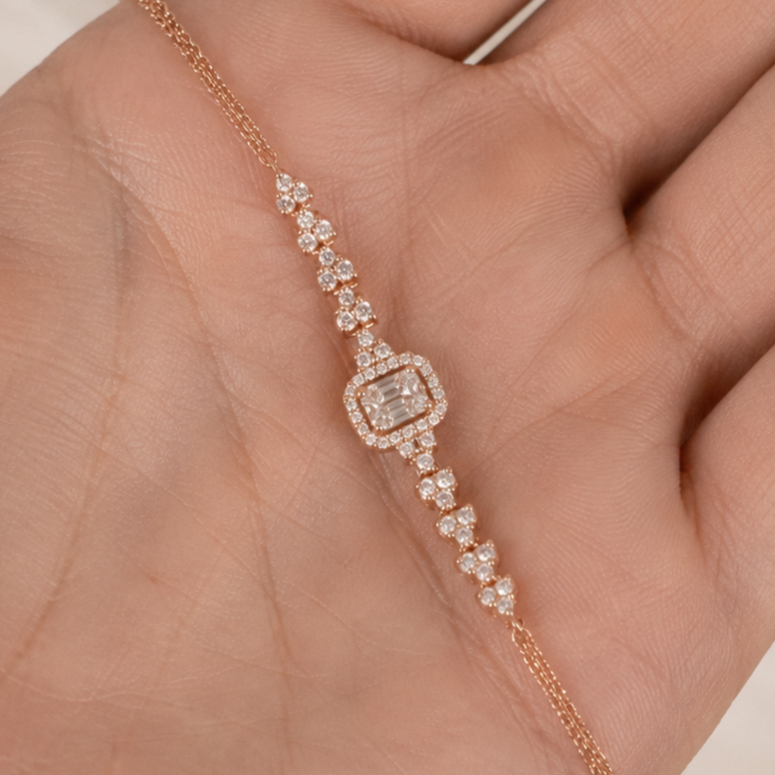 Amour Royale 1.50 CT Asscher Halo Diamond Bracelet