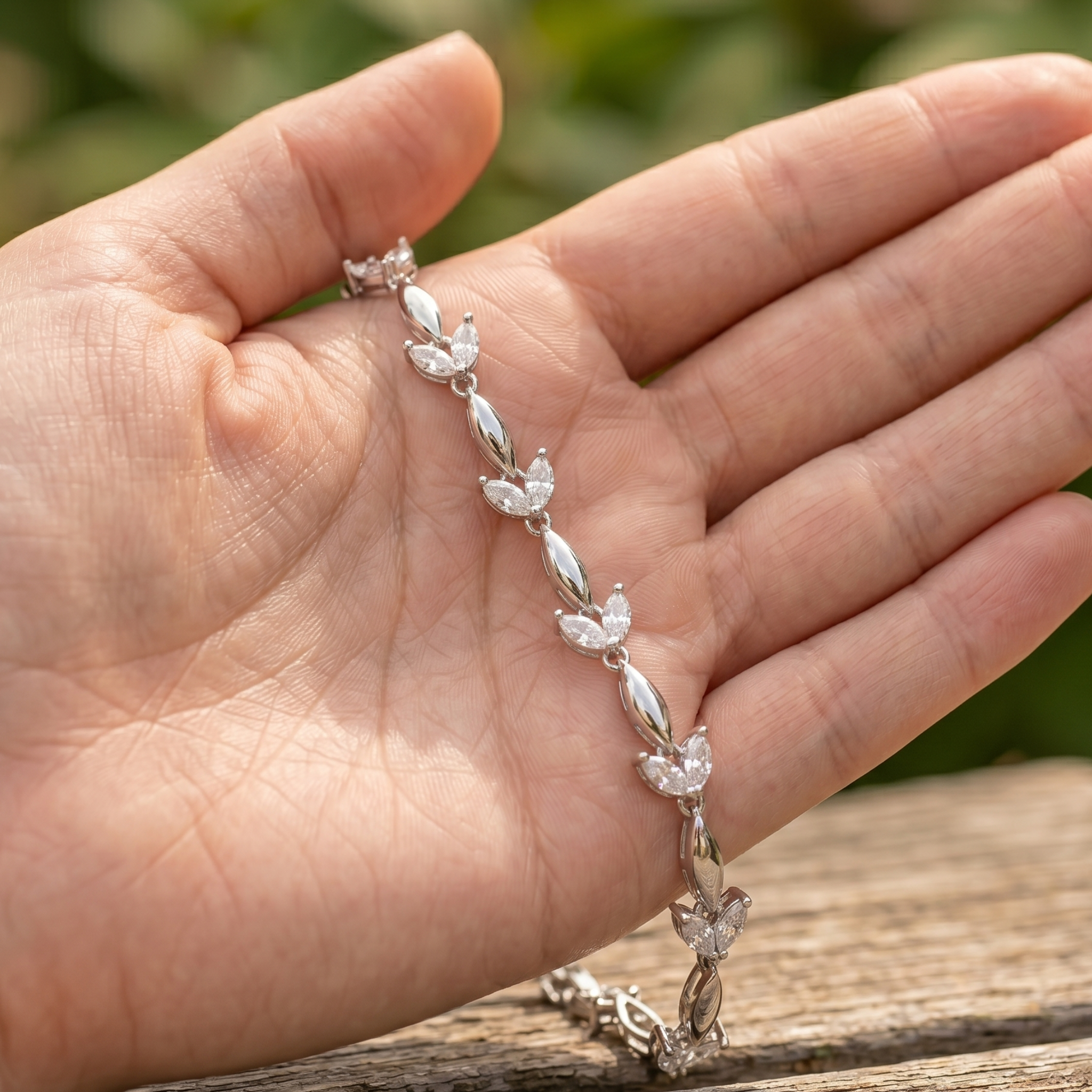 1.12 CTW Marquise Lab-Grown Diamond Leaf Bracelet