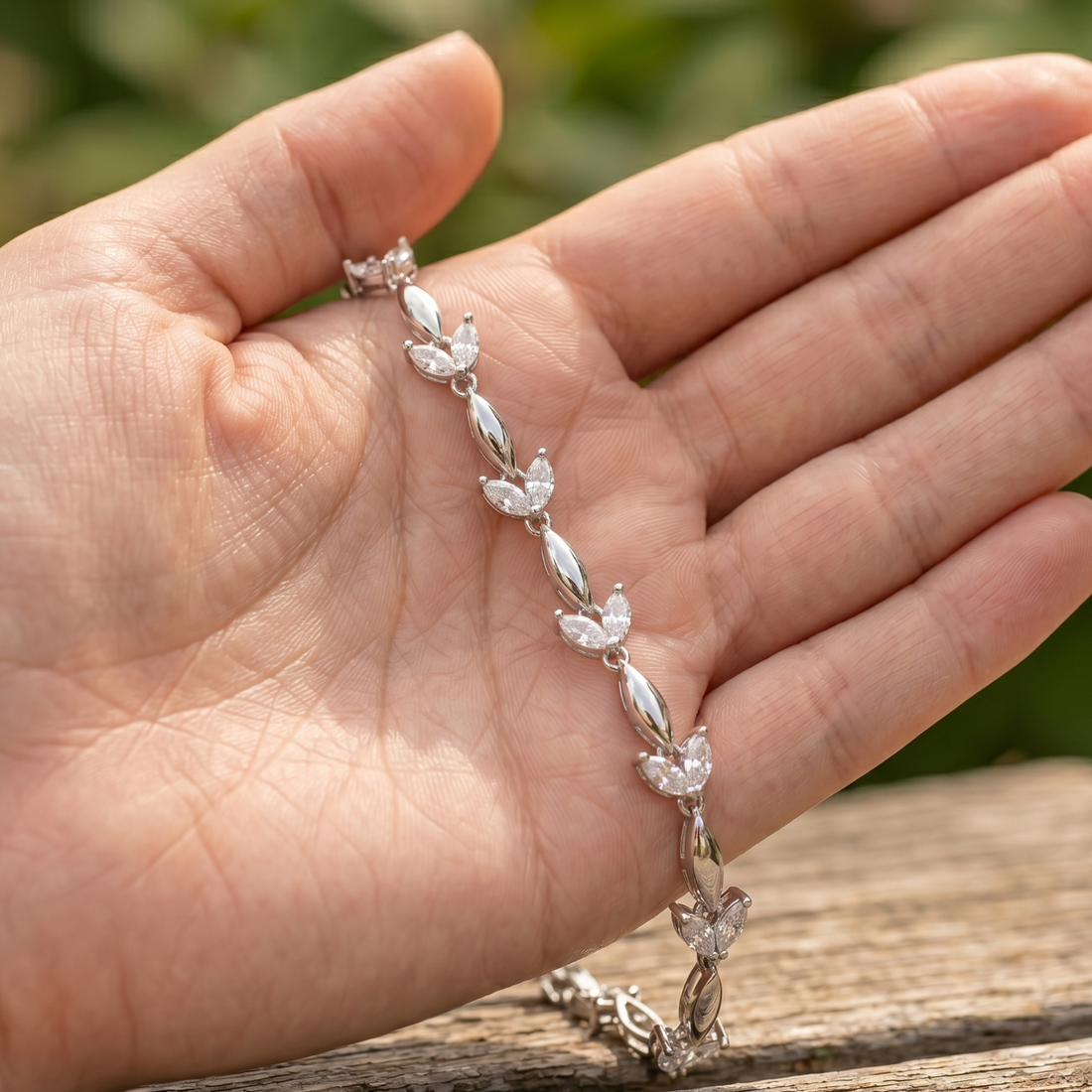 1.12 CTW Marquise Lab-Grown Diamond Leaf Bracelet