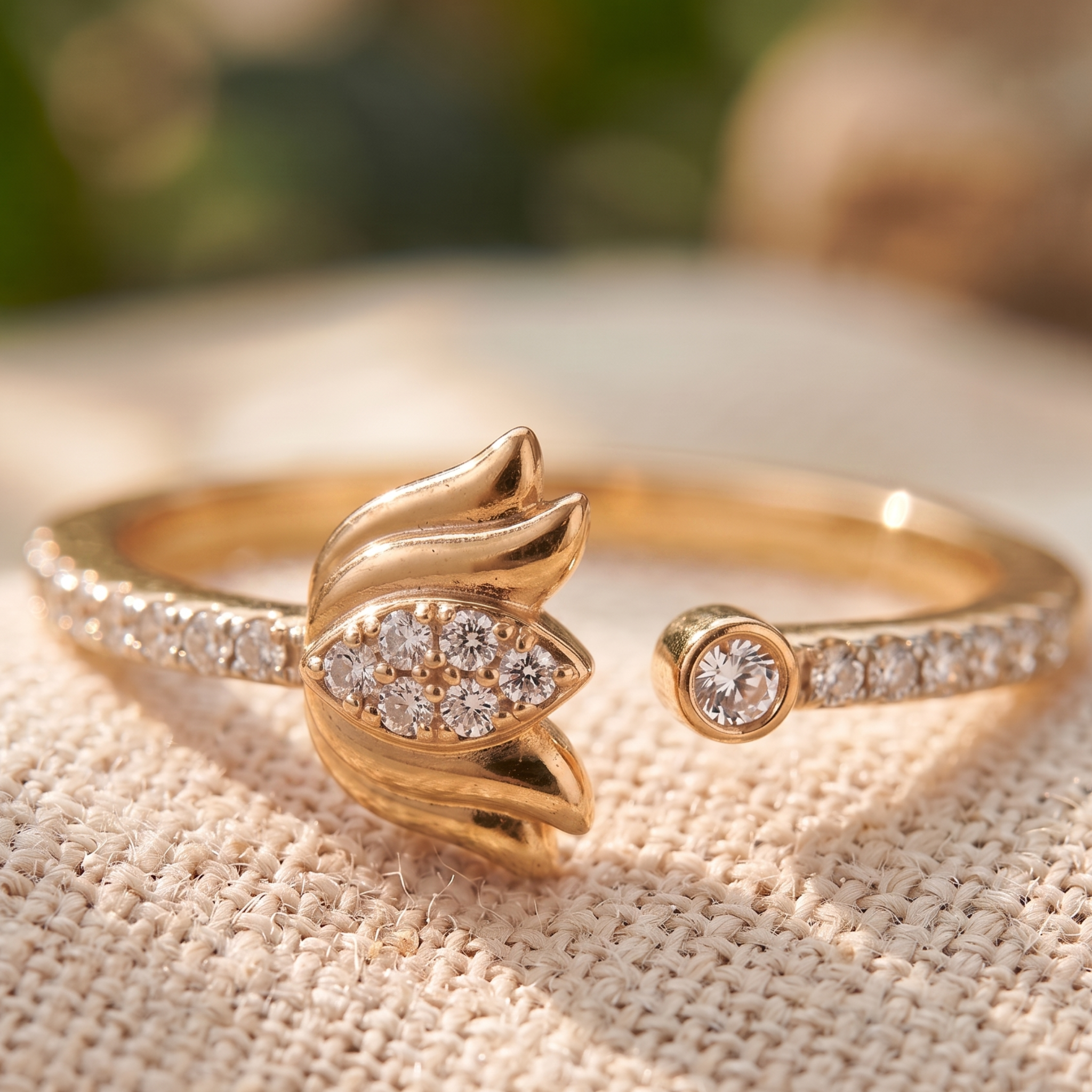 Kiashaa Jewellery 0.68 CTW swan diamond open cuff bracelet in polished rose gold.