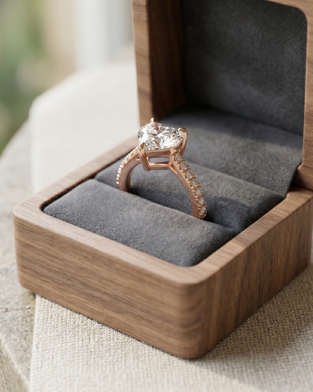 Kiashaa Jewellery heart-shaped diamond engagement ring in rose gold with lab-grown diamond brilliance.