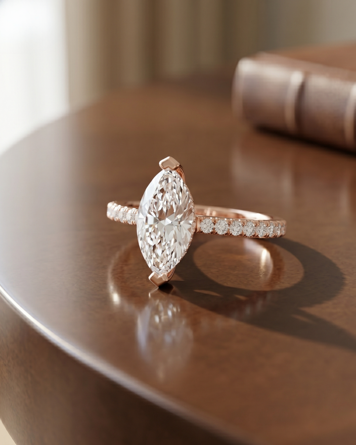 Luxury women’s marquise diamond ring in gold