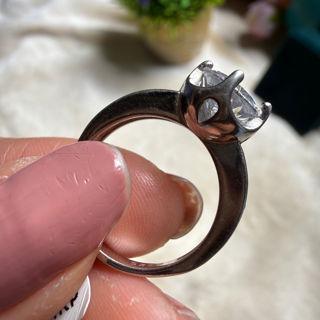 Round lab-grown diamond solitaire ring in white gold by Kiashaa Jewellery.