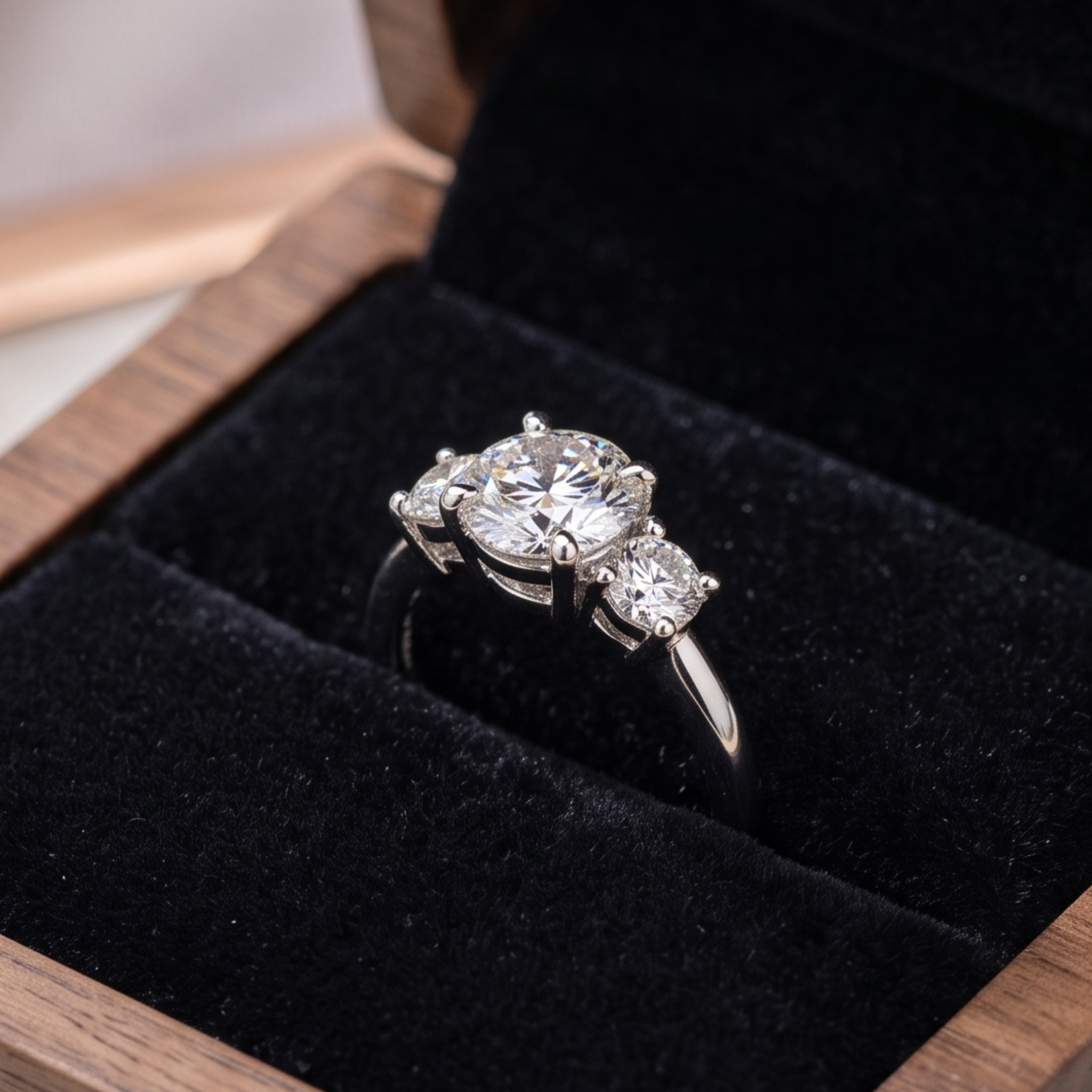 Graduated round brilliant diamond anniversary ring in polished gold