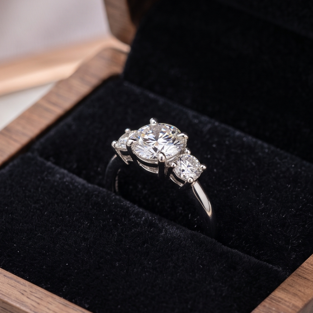 Graduated round brilliant diamond anniversary ring in polished gold
