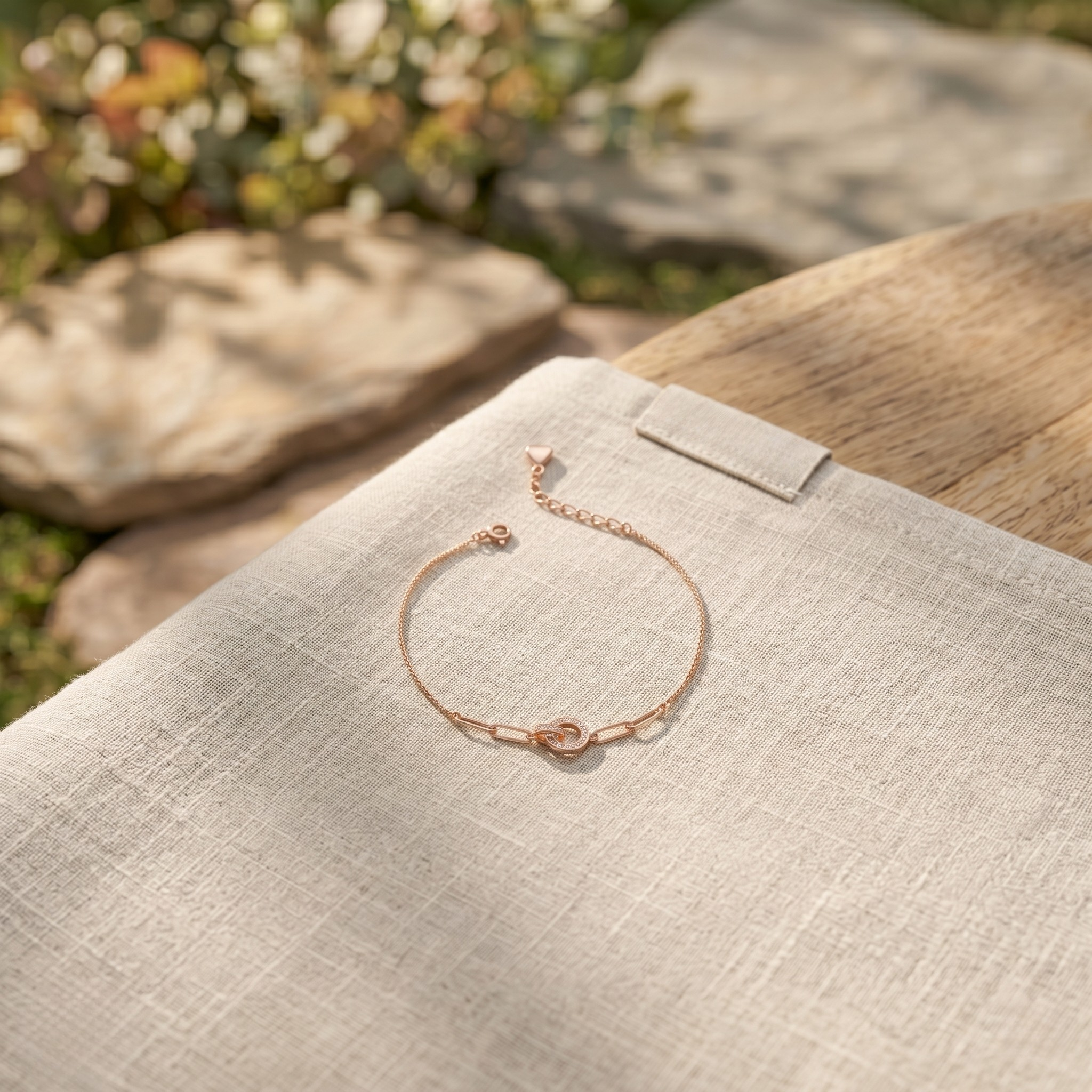 Modern gold chain bracelet featuring pavé lab-grown diamonds and interlocking links.