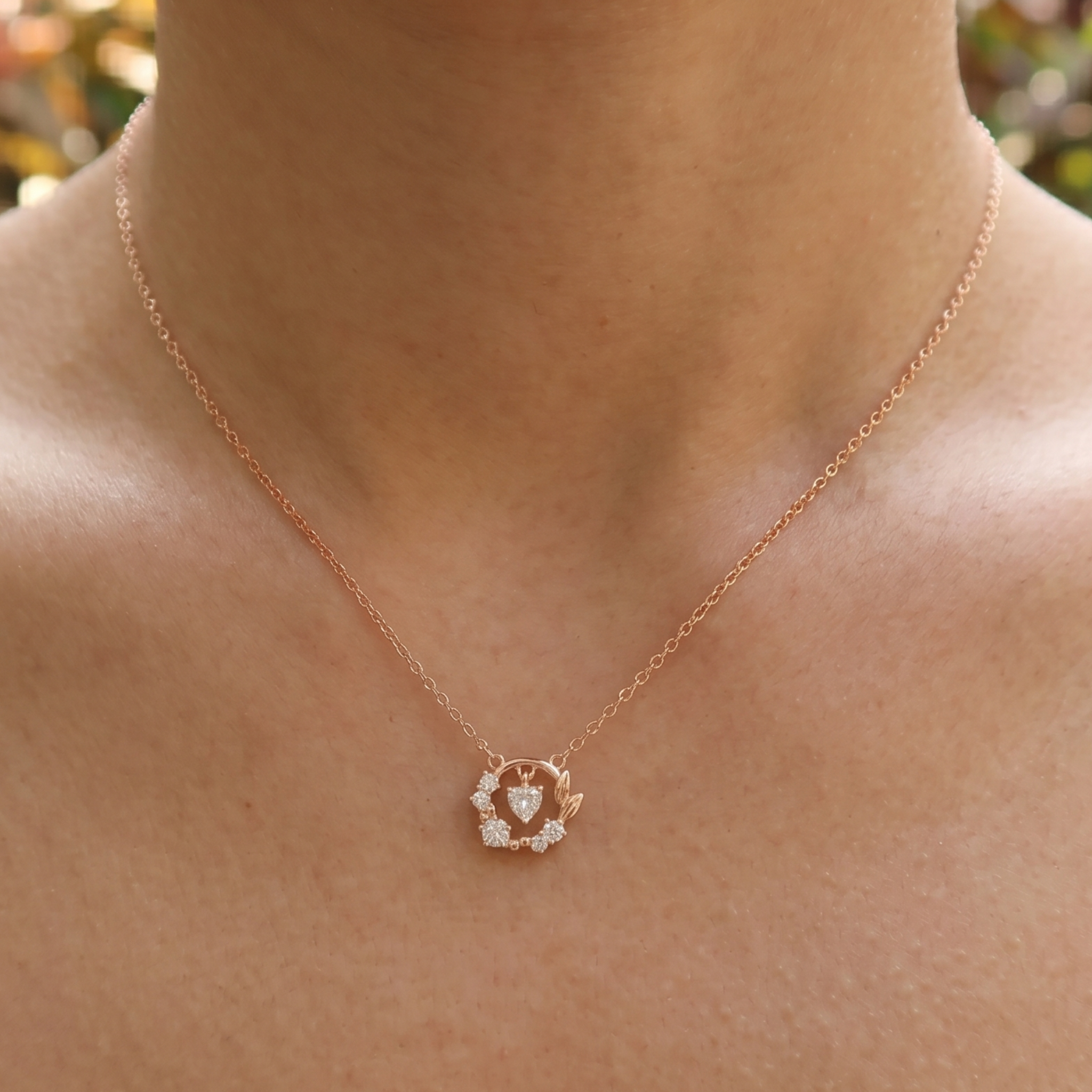 Enchanted Heart 0.23 CTW Diamond Wreath Necklace in 9K, 14K & 18K Gold