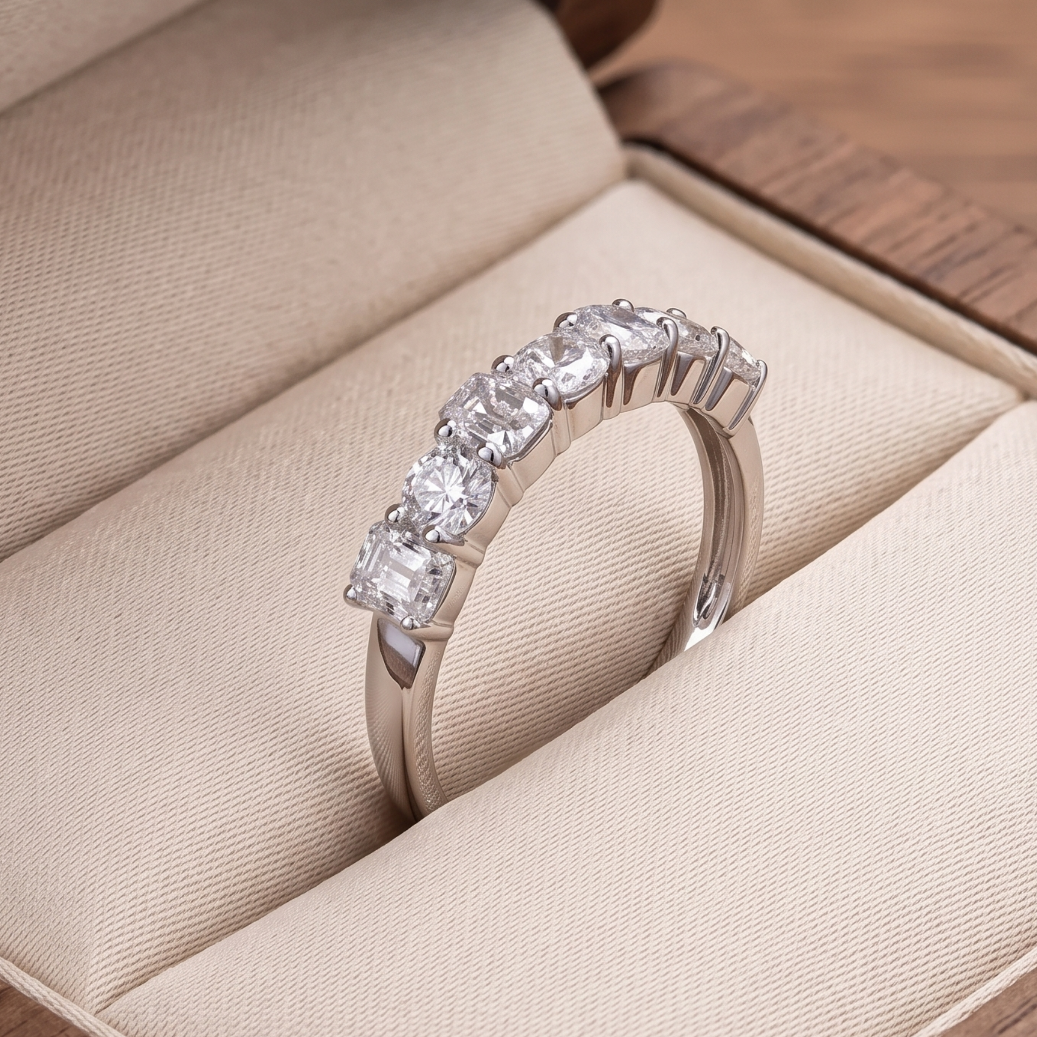Diamond wedding band available in yellow white and rose gold