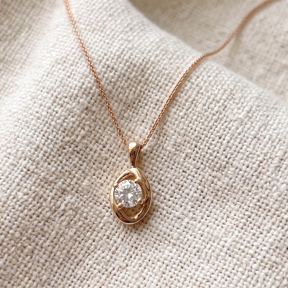 Celestial Orbit 1 CT Round Diamond Solitaire Pendant Necklace in 14K & 18K Gold