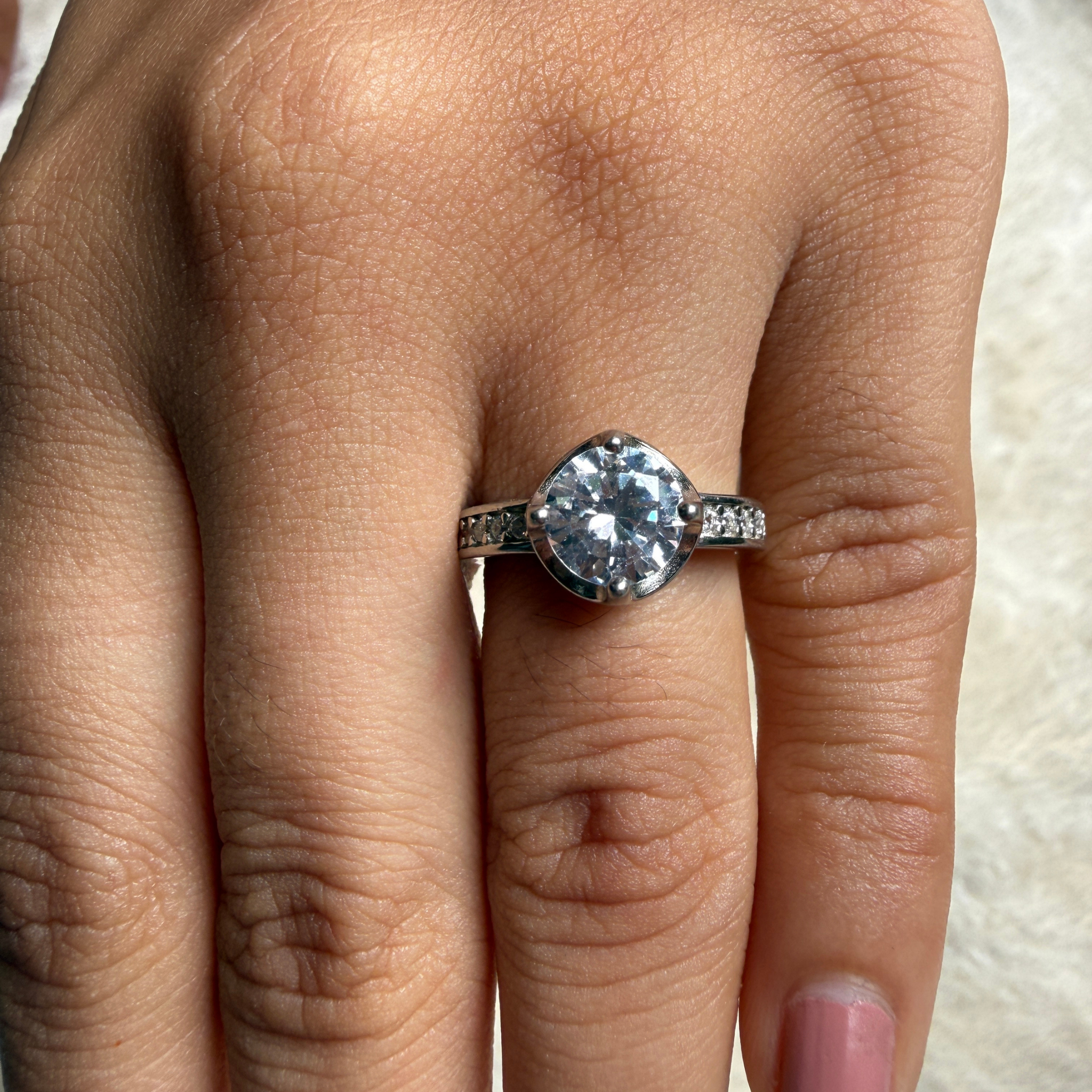 Round lab-grown diamond solitaire ring in white gold by Kiashaa Jewellery.