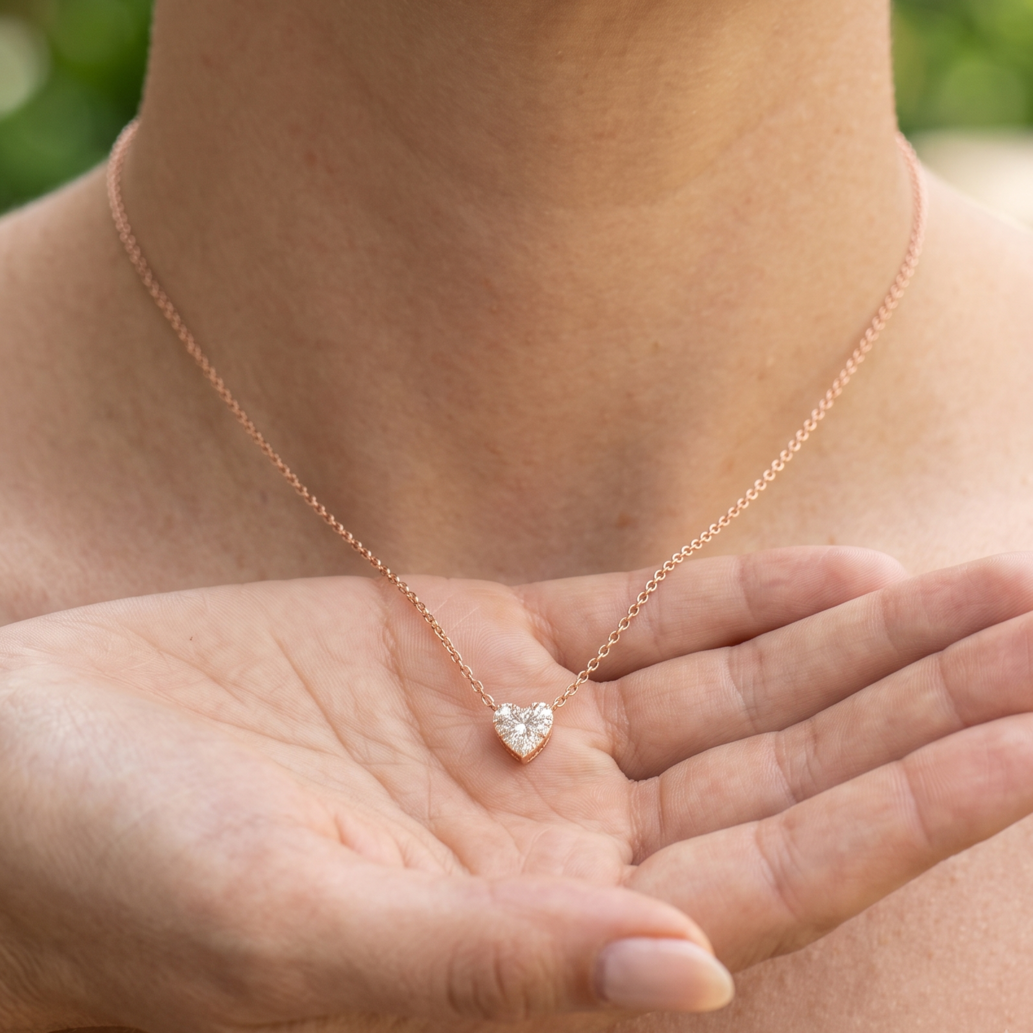 Kiashaa Jewellery 1.67 CT heart diamond solitaire necklace in polished yellow gold.