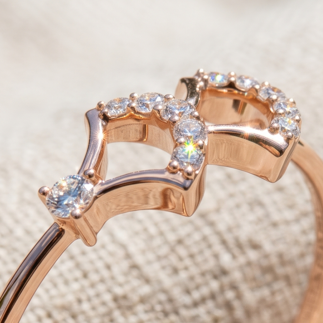 Art Deco Fan Diamond Ring in 9K, 14K & 18K Gold