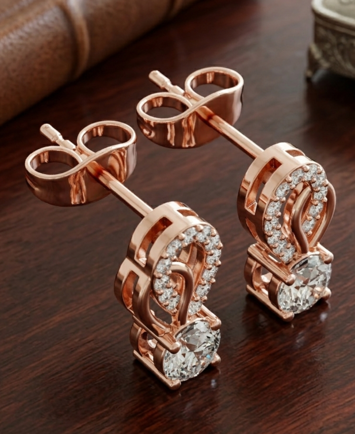 Elegant round diamond stud earrings by Kiashaa Jewellery for weddings, anniversaries, and daily wear.