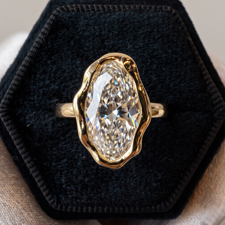 Marquise diamond ring available in yellow white and rose gold