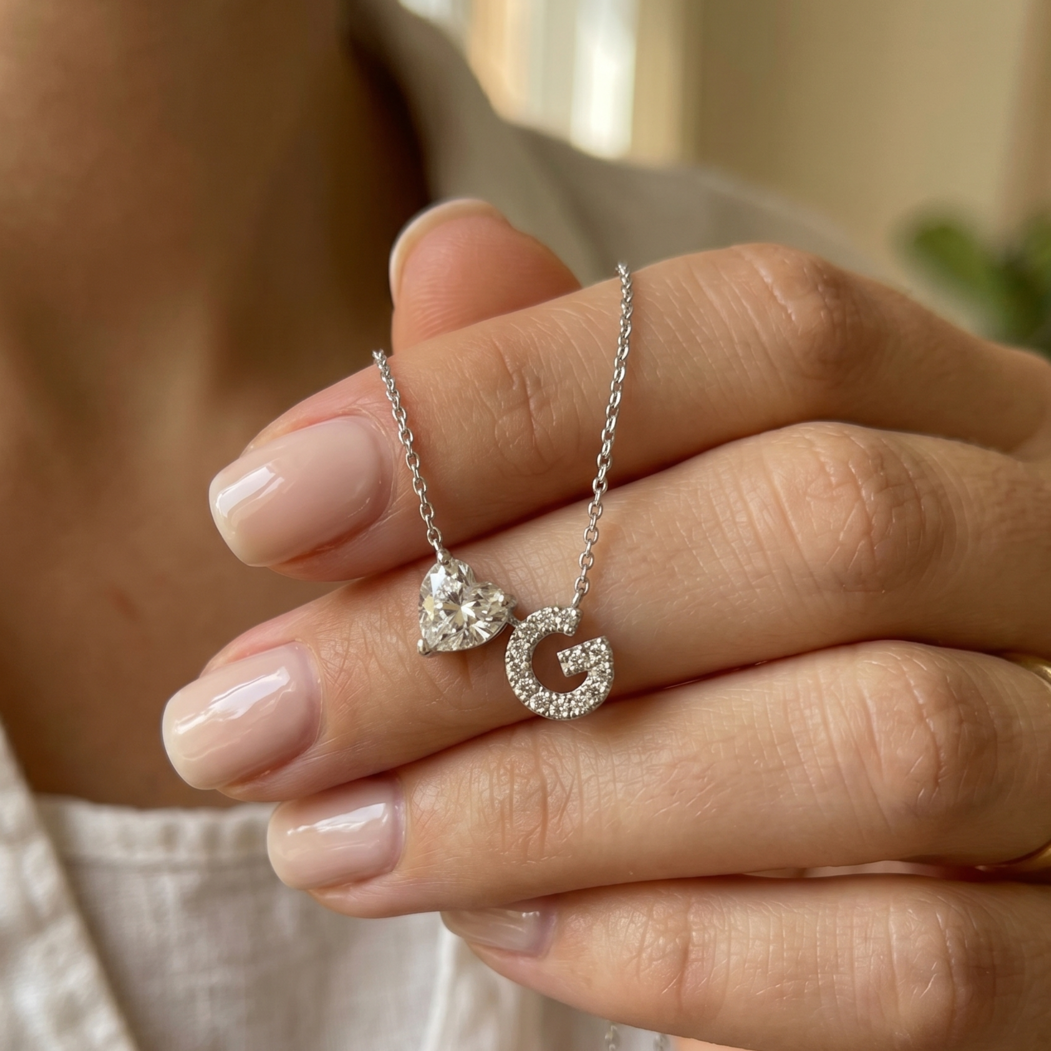 Amour Initial 1.15 CTW Heart Diamond & Custom Letter Necklace in 9K, 14K & 18K Gold