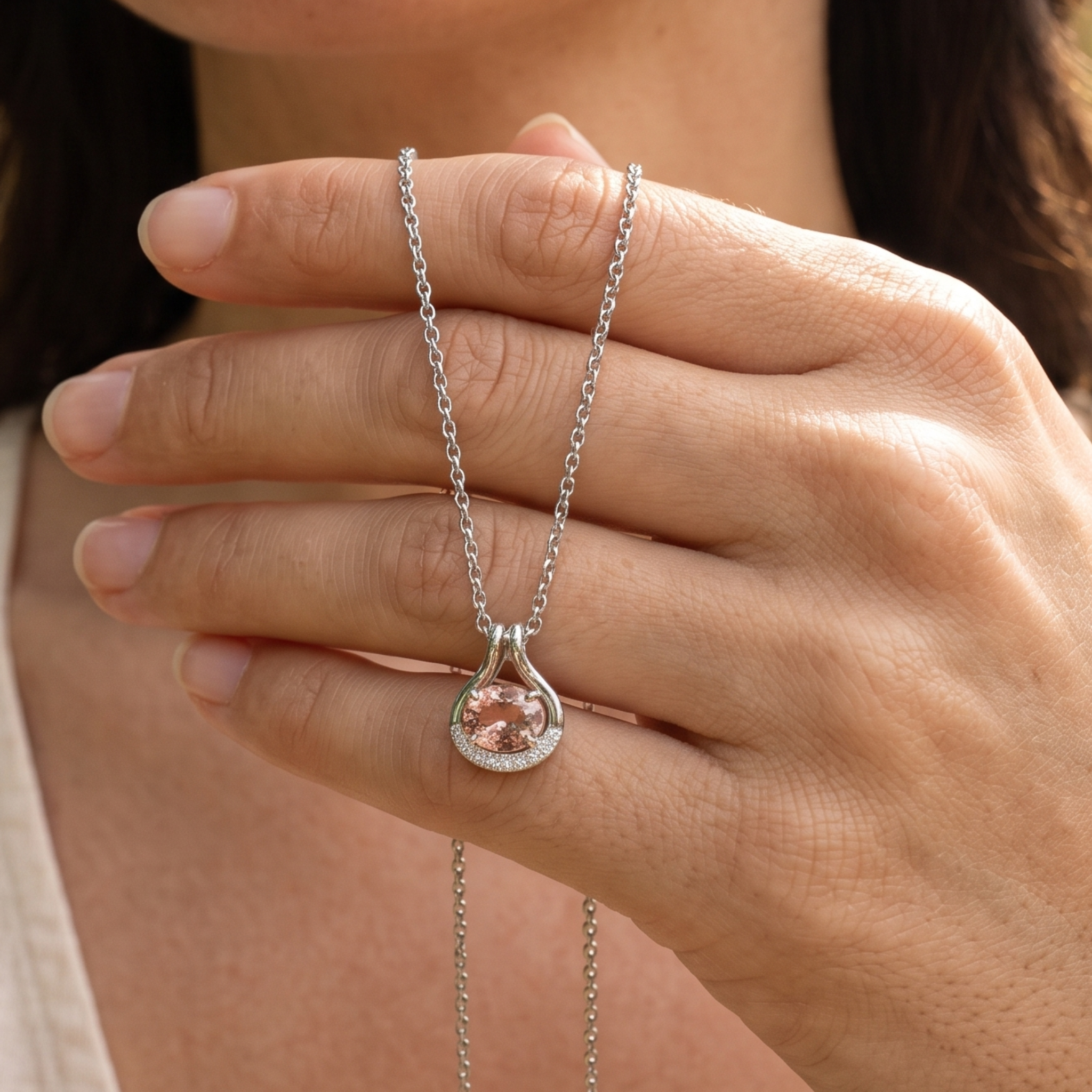 Blush Aura 2.26 CTW Pink Sapphire & Diamond Pendant Necklace