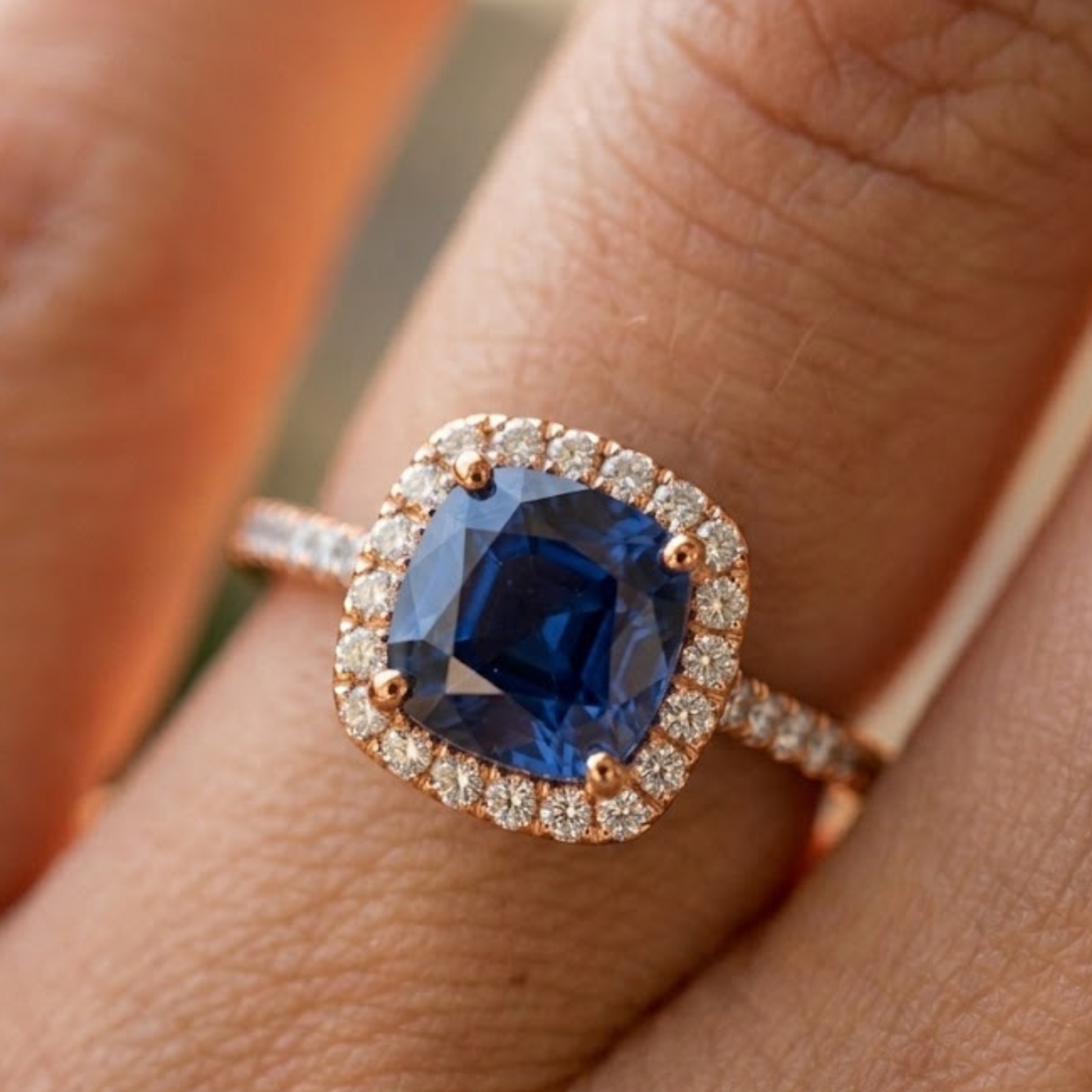 Royal Azure 1.86 CTW Blue Sapphire & Diamond Halo Ring in 14K & 18K Gold