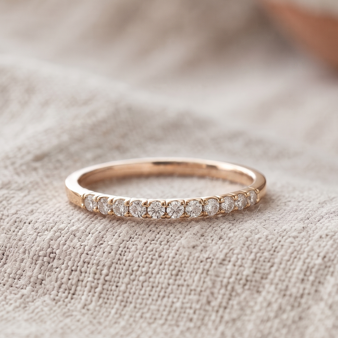 0.77 CTW Round Diamond Half-Eternity Wedding Band in 14K & 18K Gold