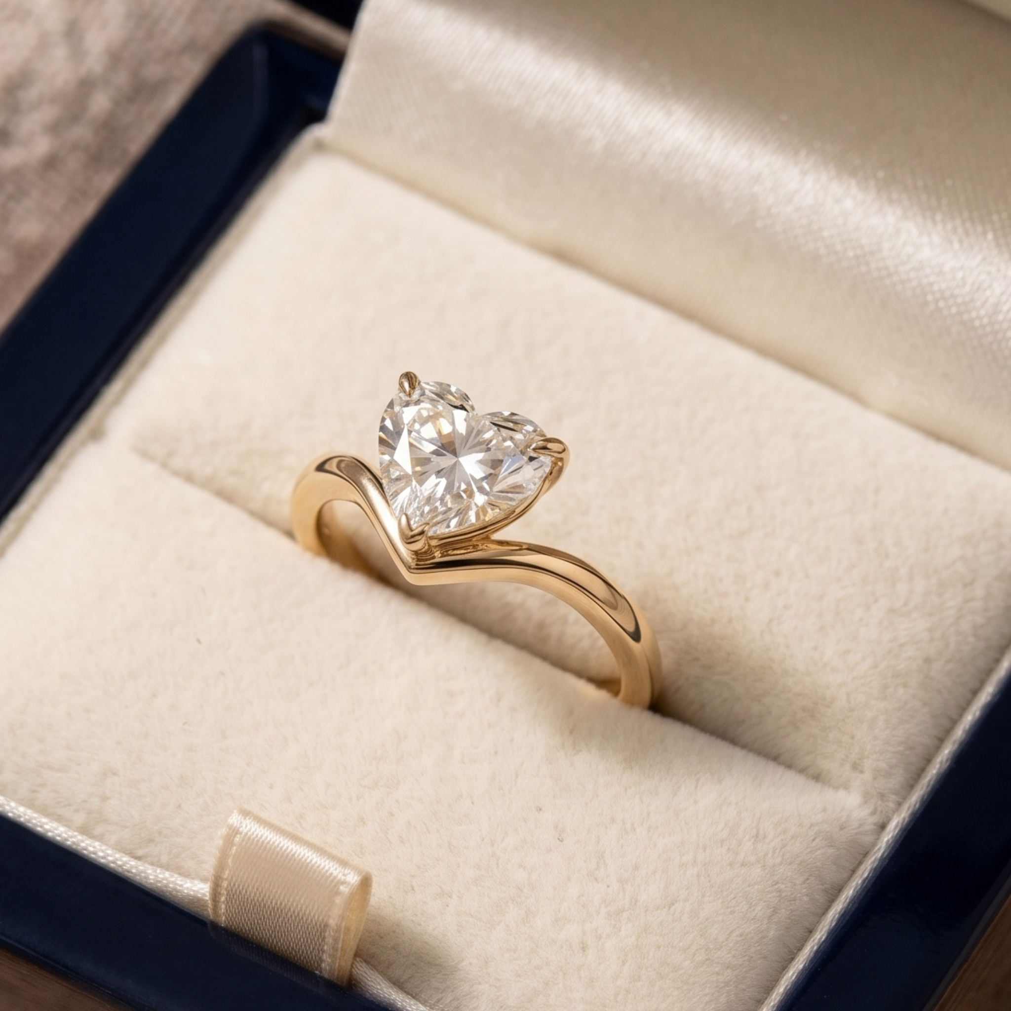 Kiashaa Jewellery heart-cut diamond solitaire proposal ring