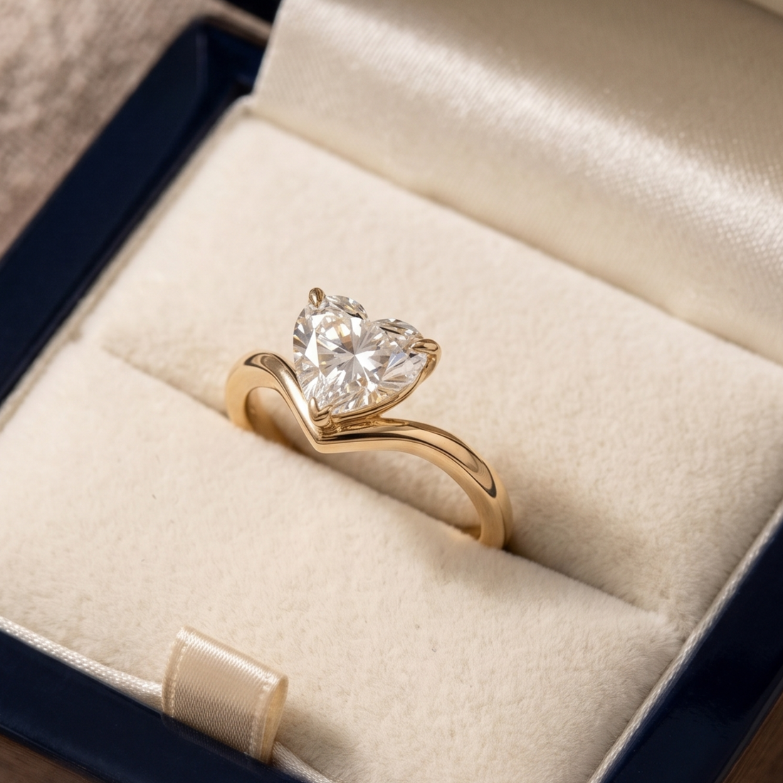 Kiashaa Jewellery heart-cut diamond solitaire proposal ring