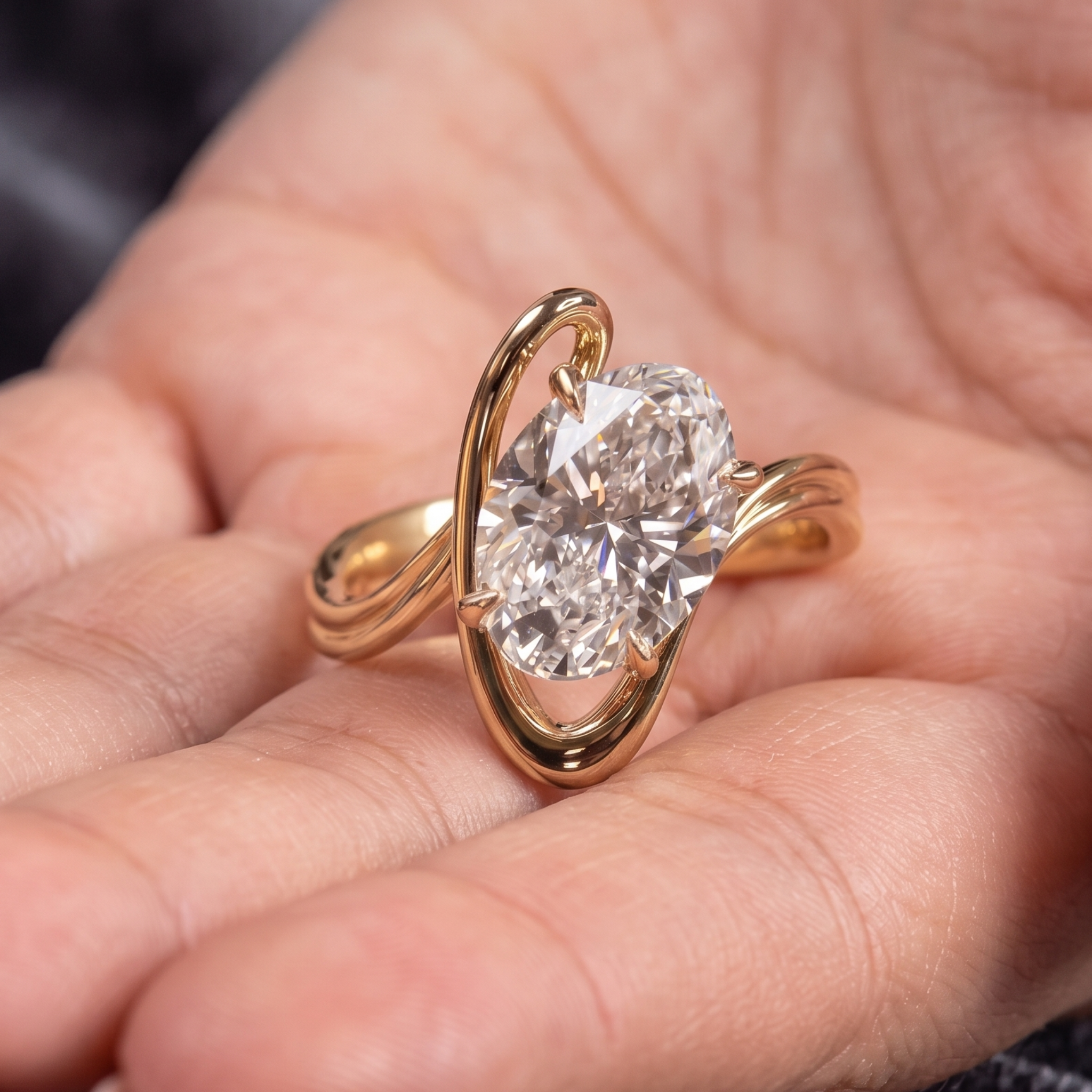 3.13 CT oval engagement ring available in 9K 14K and 18K gold