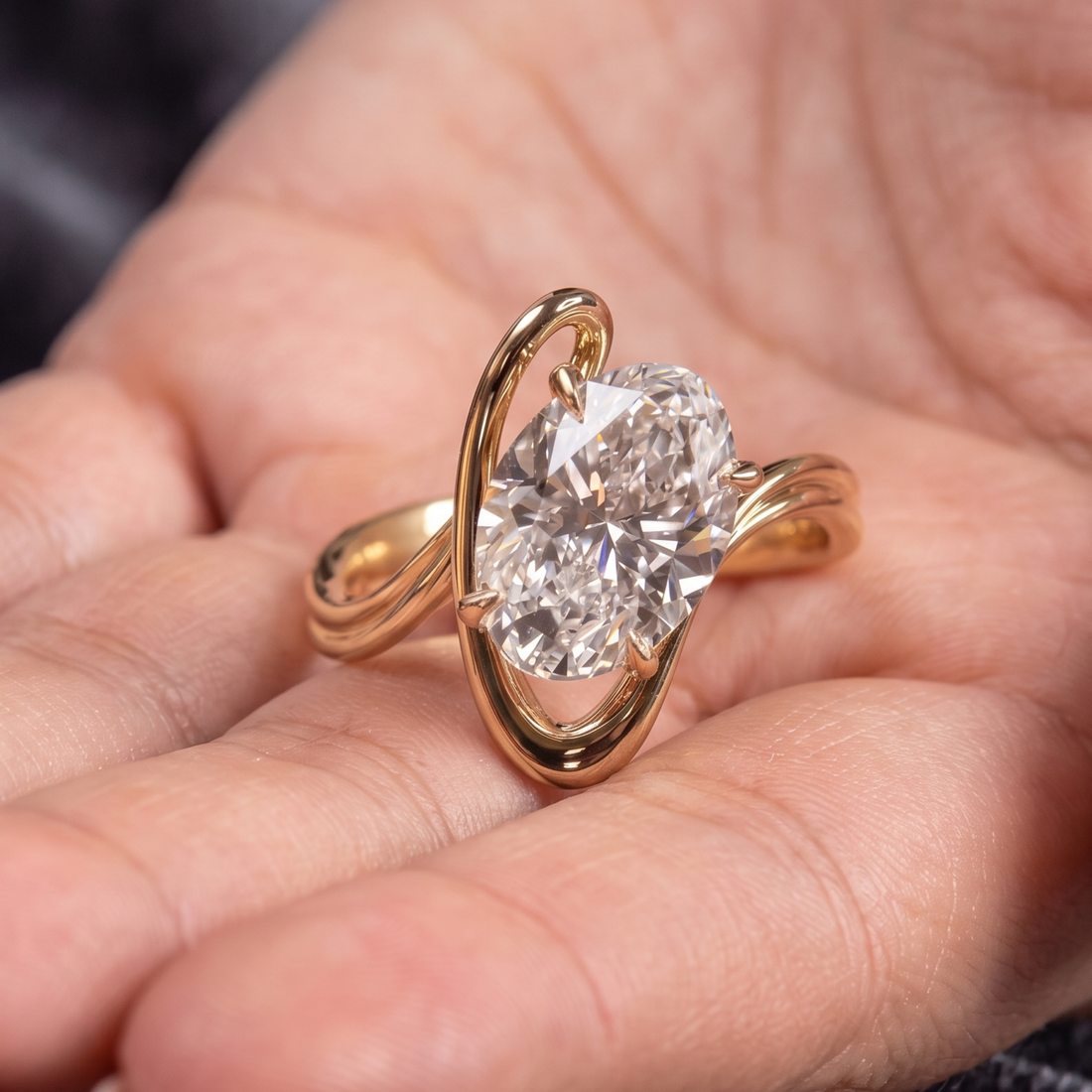 3.13 CT oval engagement ring available in 9K 14K and 18K gold
