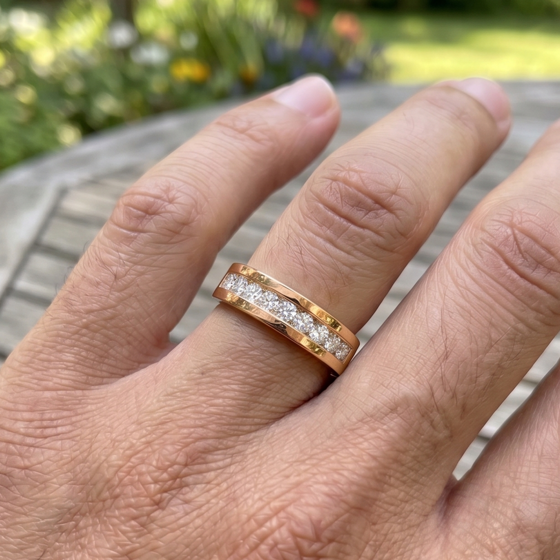 Valor Channel 1 CT Round Diamond Men’s Wedding Band in 9K, 14K & 18K Gold