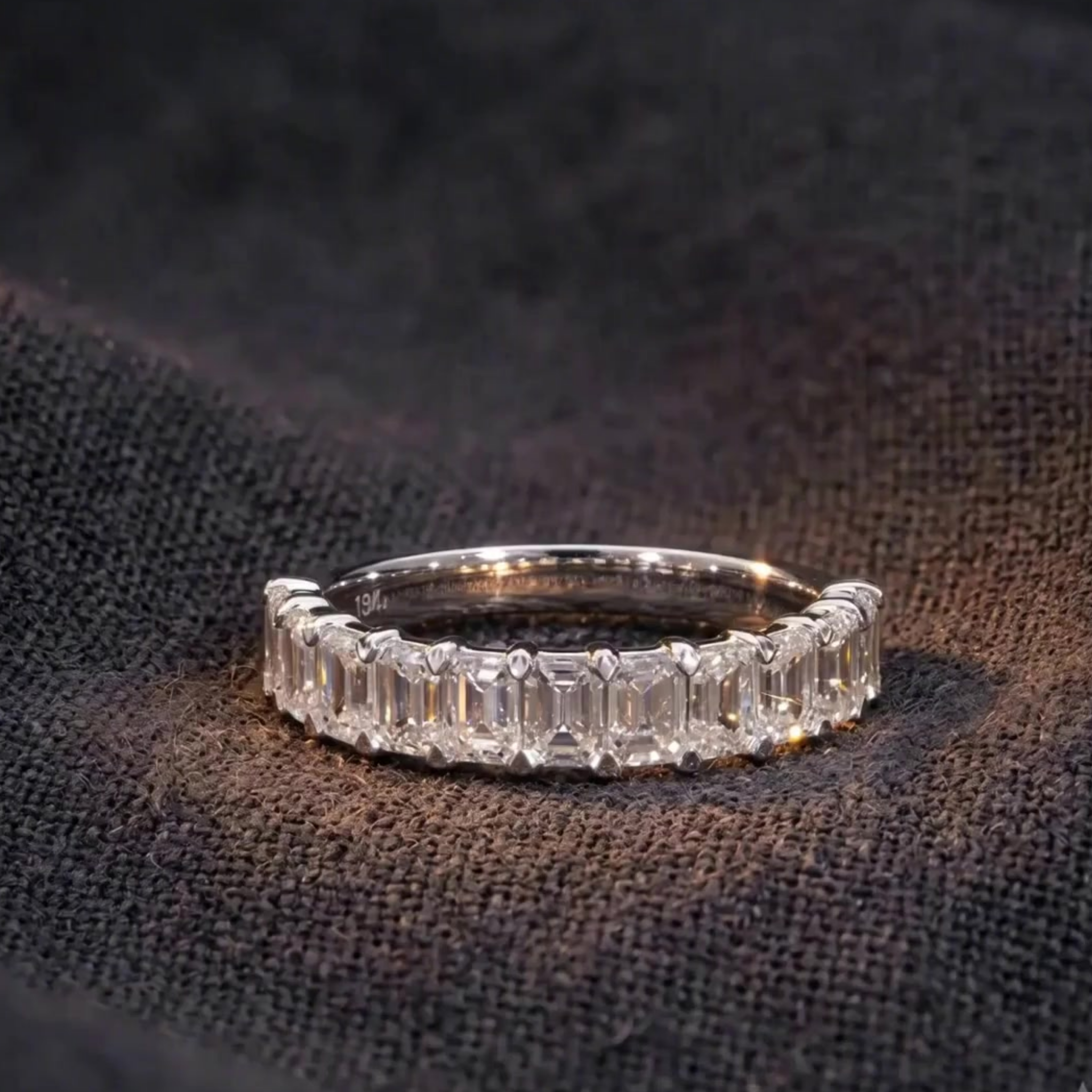 11 stone emerald cut diamond ring by Kiashaa Jewellery