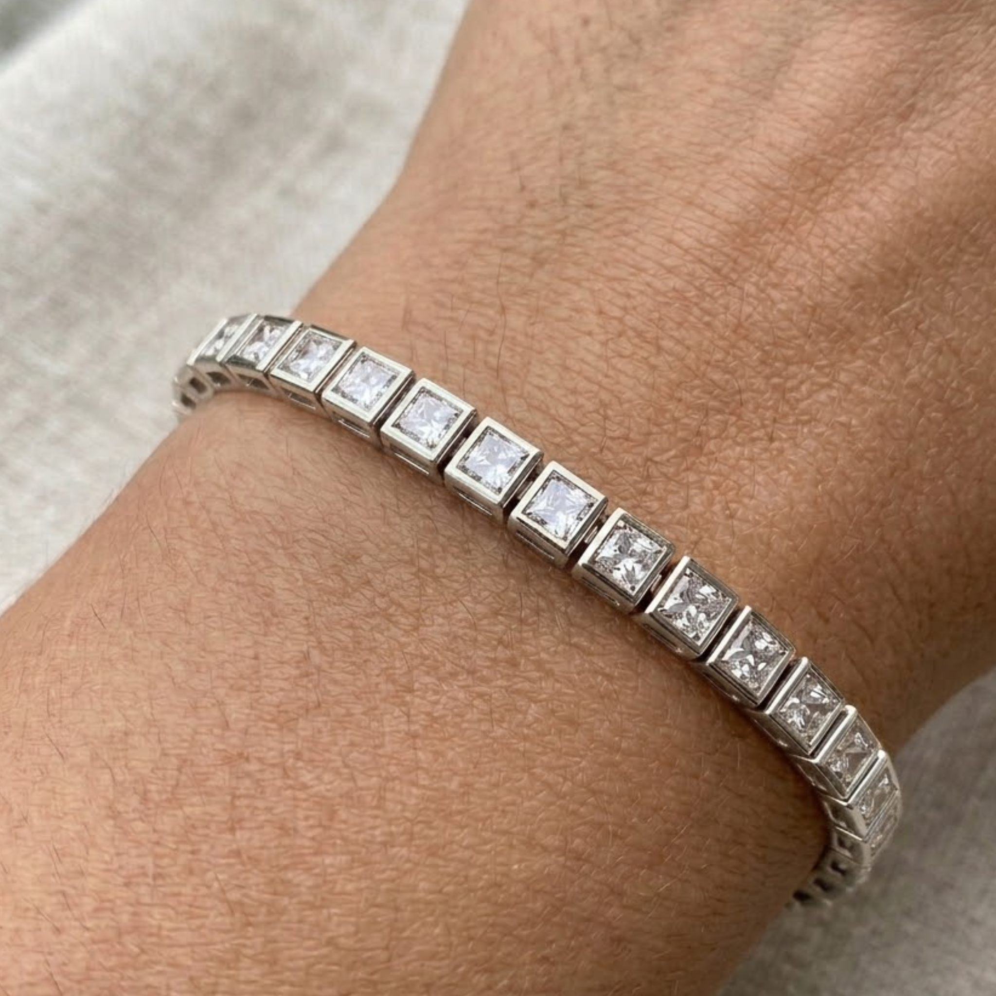 11.20 CTW Princess-Cut Diamond Tennis Bracelet for Men