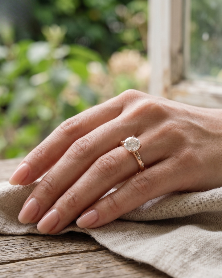 Premium 1 carat round diamond ring by Kiashaa Jewellery in rose gold for anniversaries and meaningful gifting.