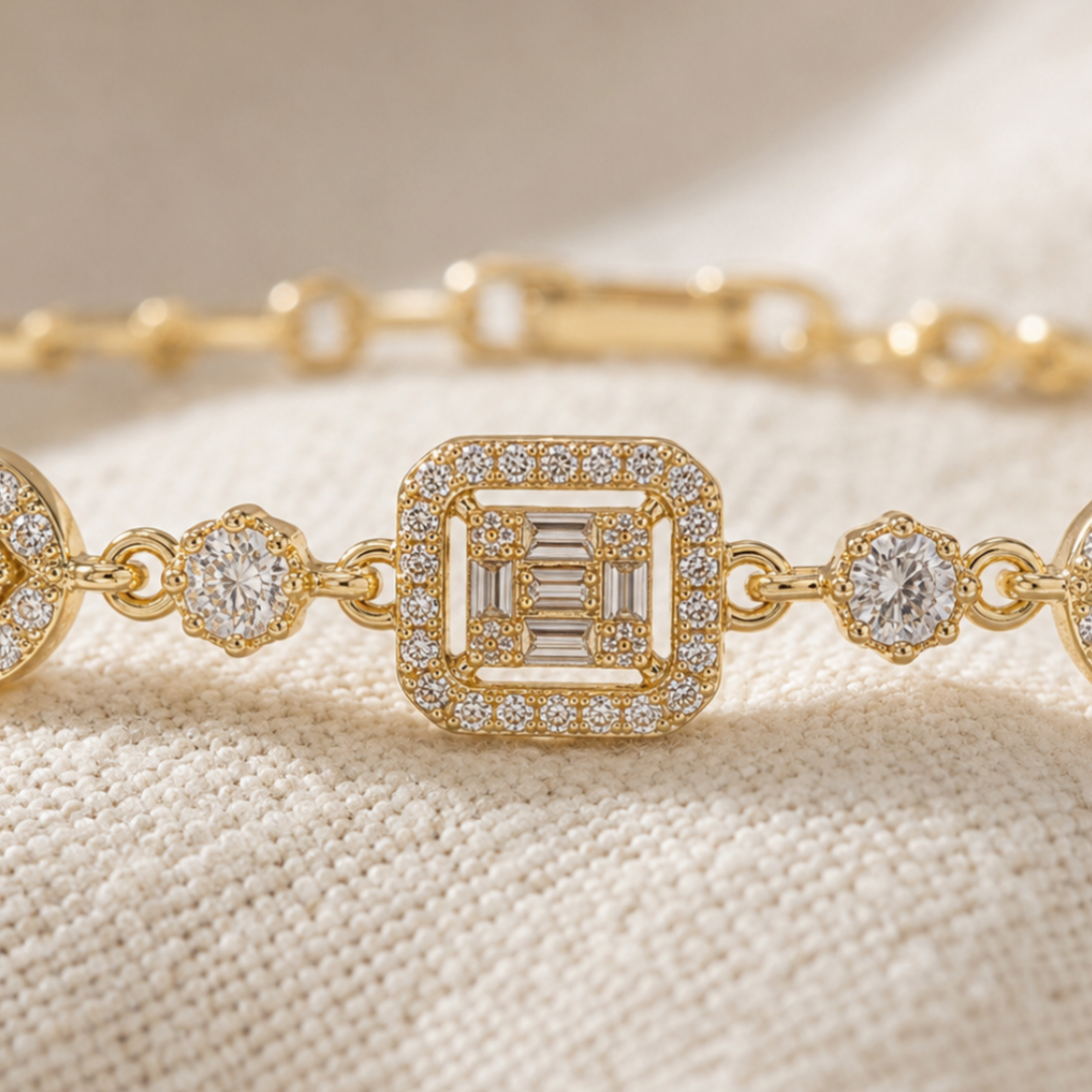 Luxe Petal 4 CT Diamond Link Bracelet