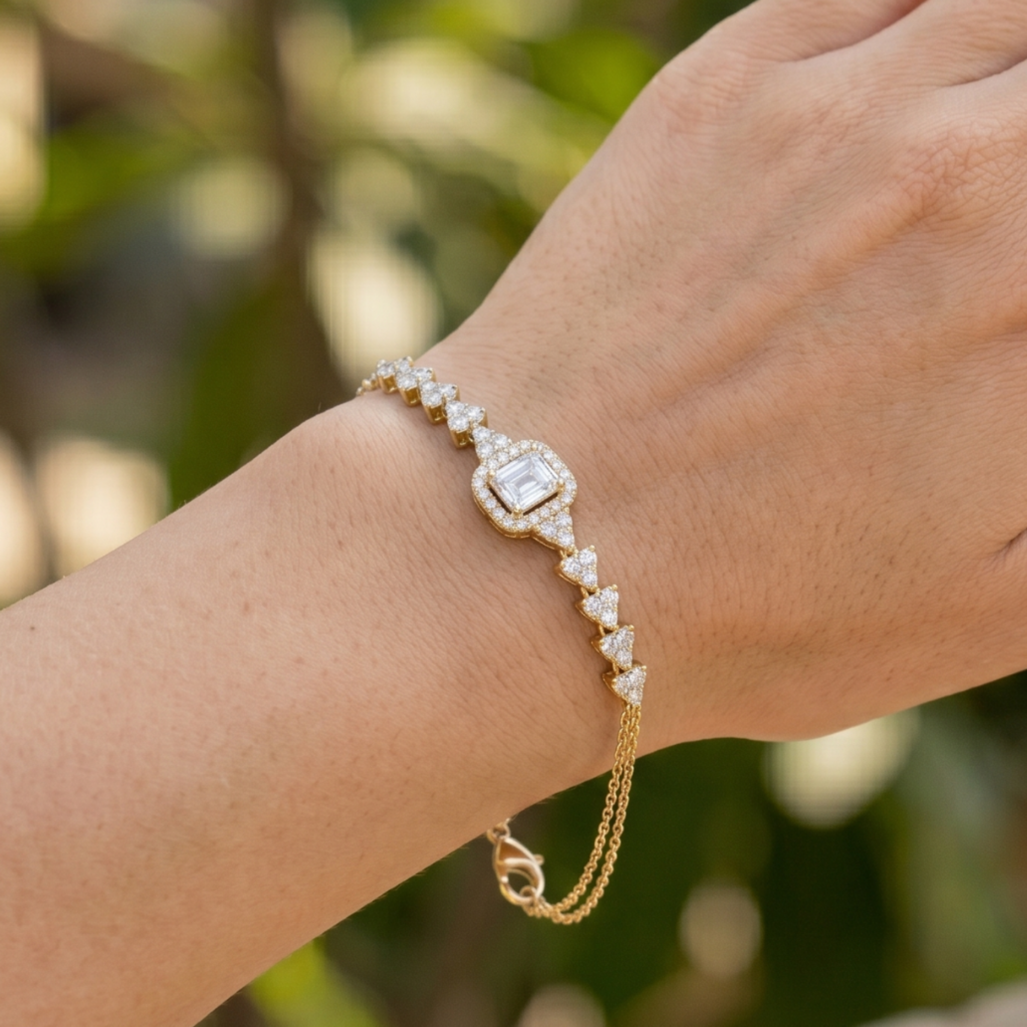 Amour Royale 1.50 CT Asscher Halo Diamond Bracelet