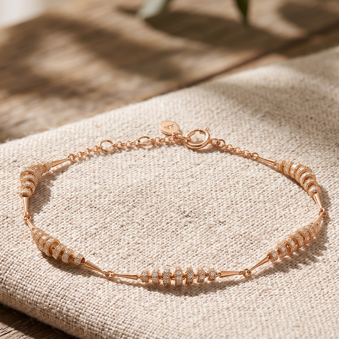 Kiashaa Jewellery 2.55 CTW round diamond station bracelet in polished yellow gold.