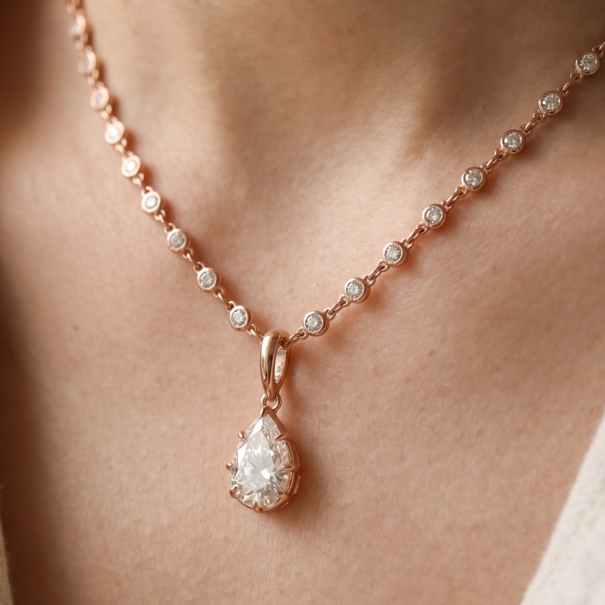 Lumière Pear 3.50 CT Diamond Drop Pendant Necklace