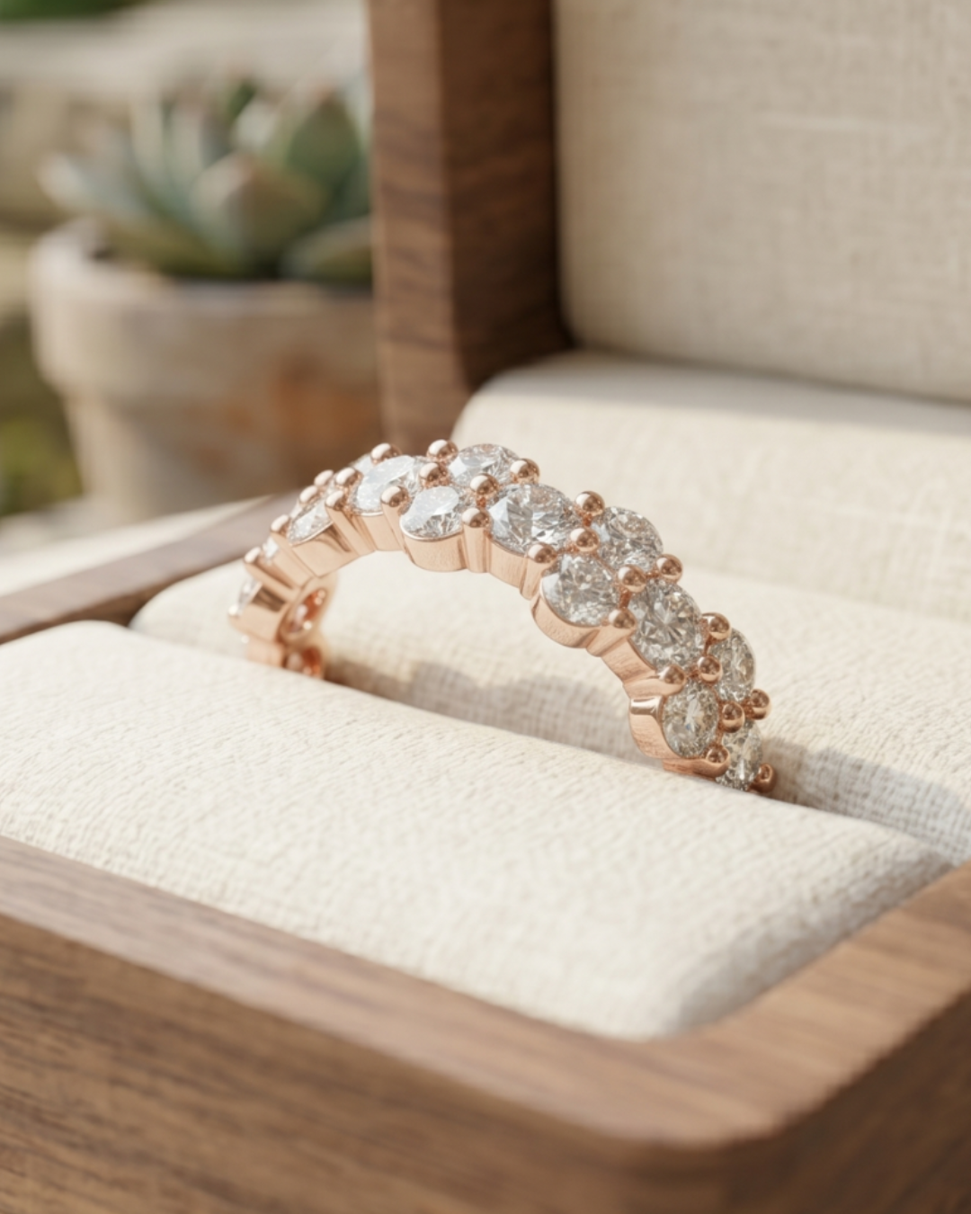 Premium 1 carat round diamond cluster ring by Kiashaa Jewellery in rose gold for birthdays and milestone gifts.