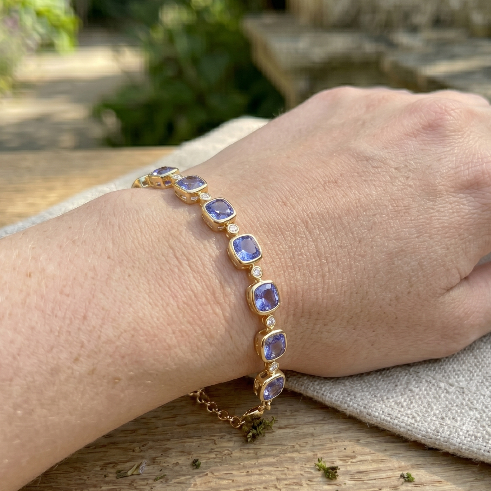 4.86 CTW Blue Sapphire & Lab-Grown Diamond Tennis Bracelet