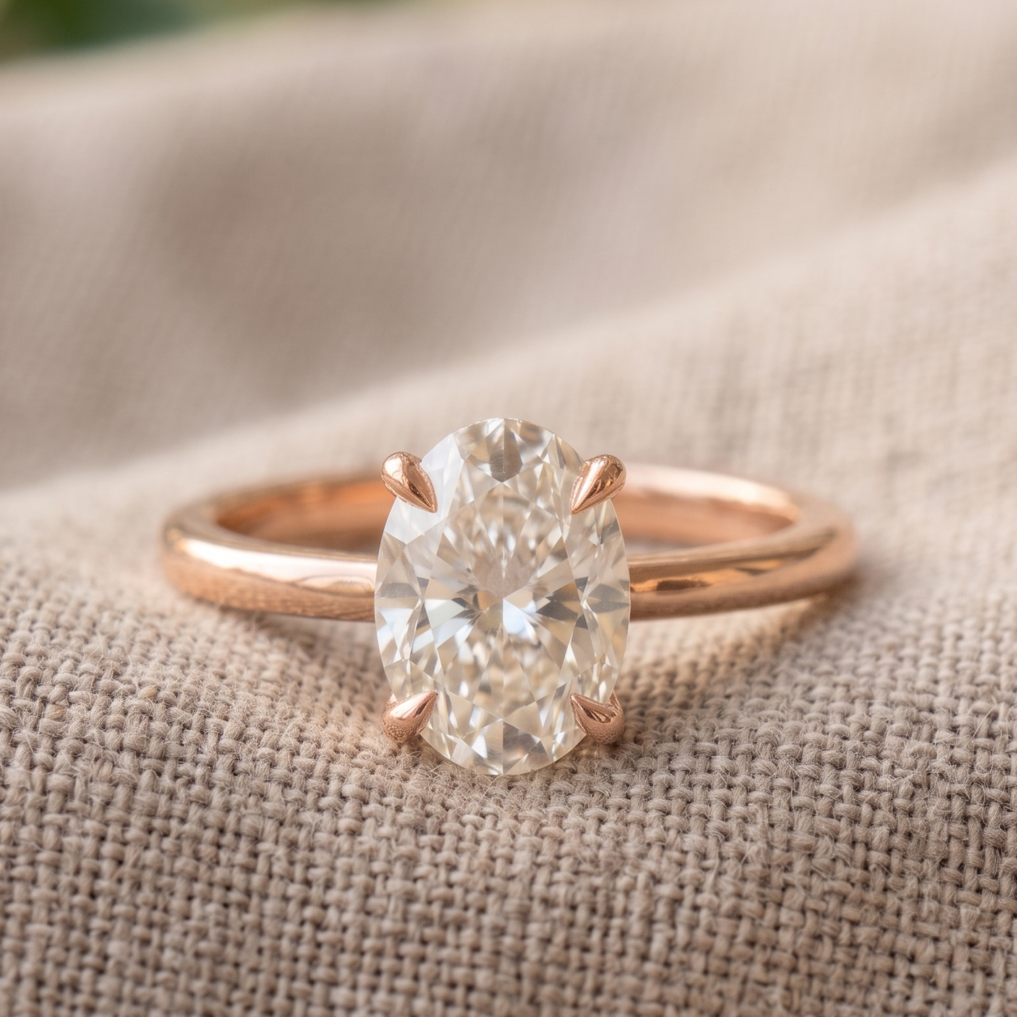 Kiashaa Jewellery 0.78 CT oval solitaire diamond ring in polished yellow gold.
