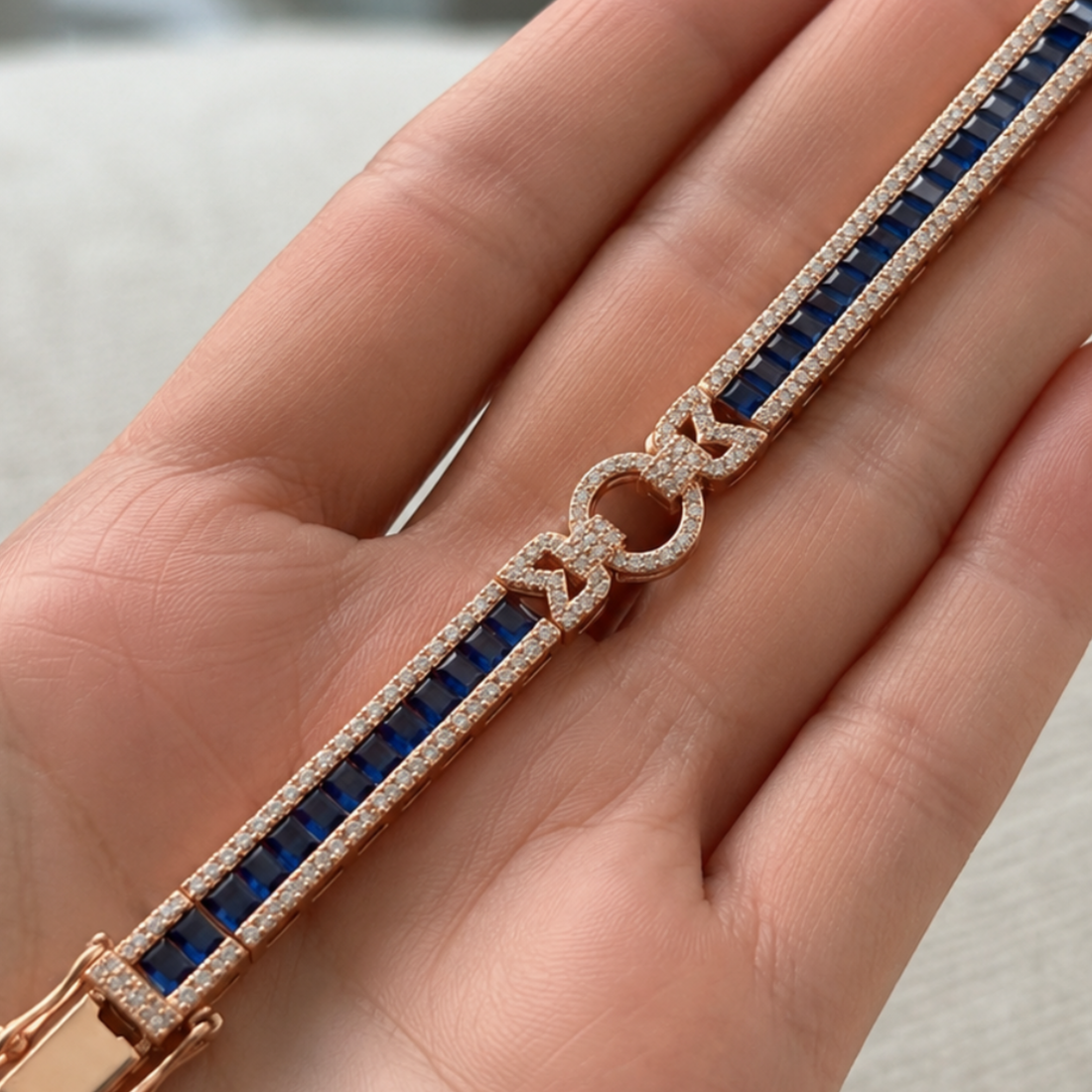 Midnight Royale 8 CT Blue Gemstone & Diamond Link Bracelet