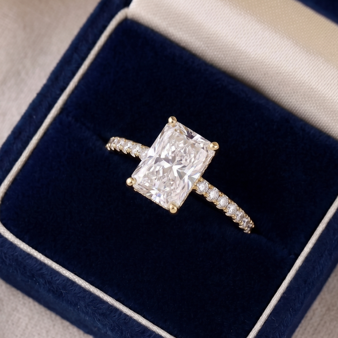 Made-to-order emerald diamond bridal engagement ring for women