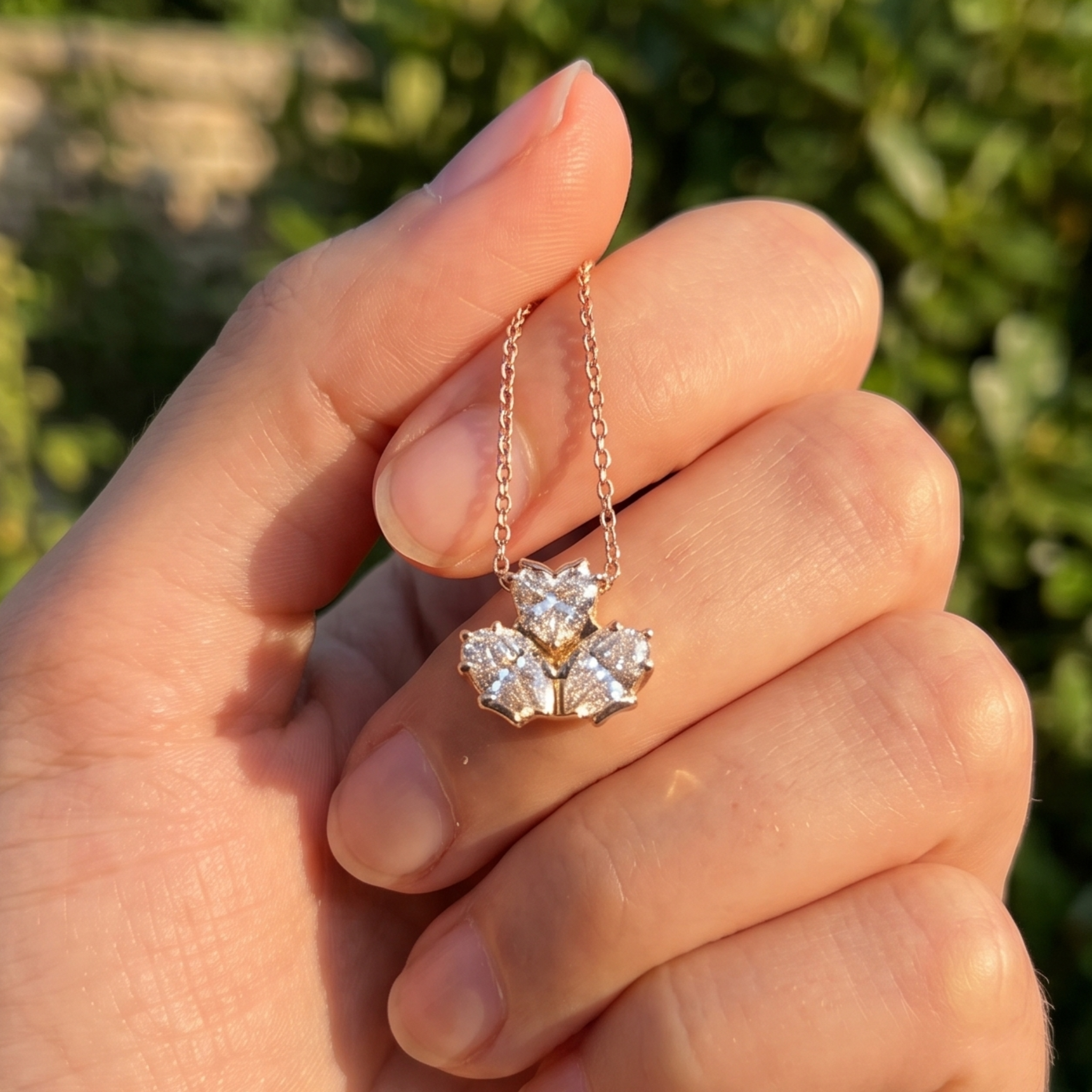 Trinity Bloom 1.92 CTW Heart, Oval & Marquise Diamond Necklace in 9K, 14K & 18K Gold
