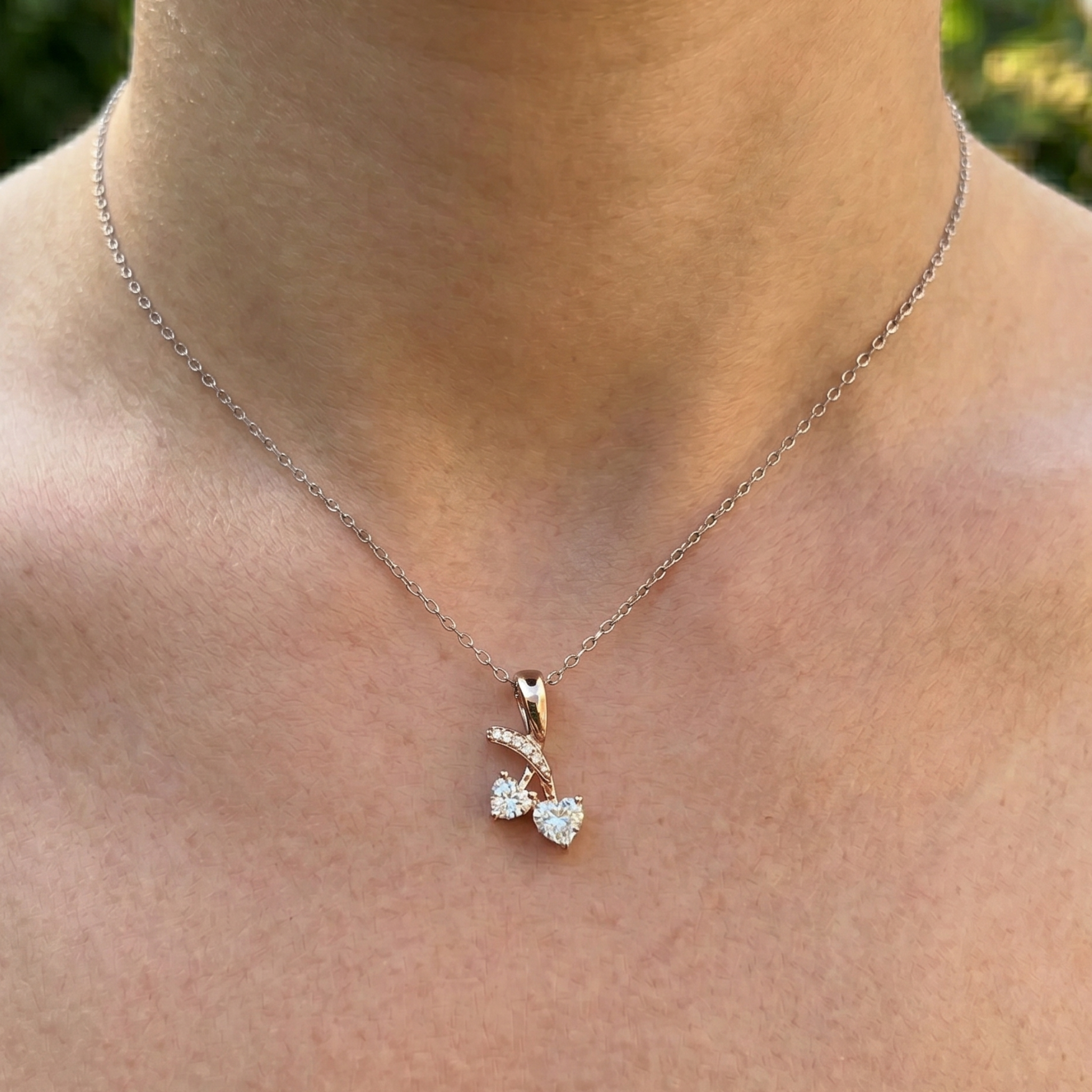 Twin Amour 0.26 CTW Heart Diamond Pendant Necklace in 9K, 14K & 18K Gold