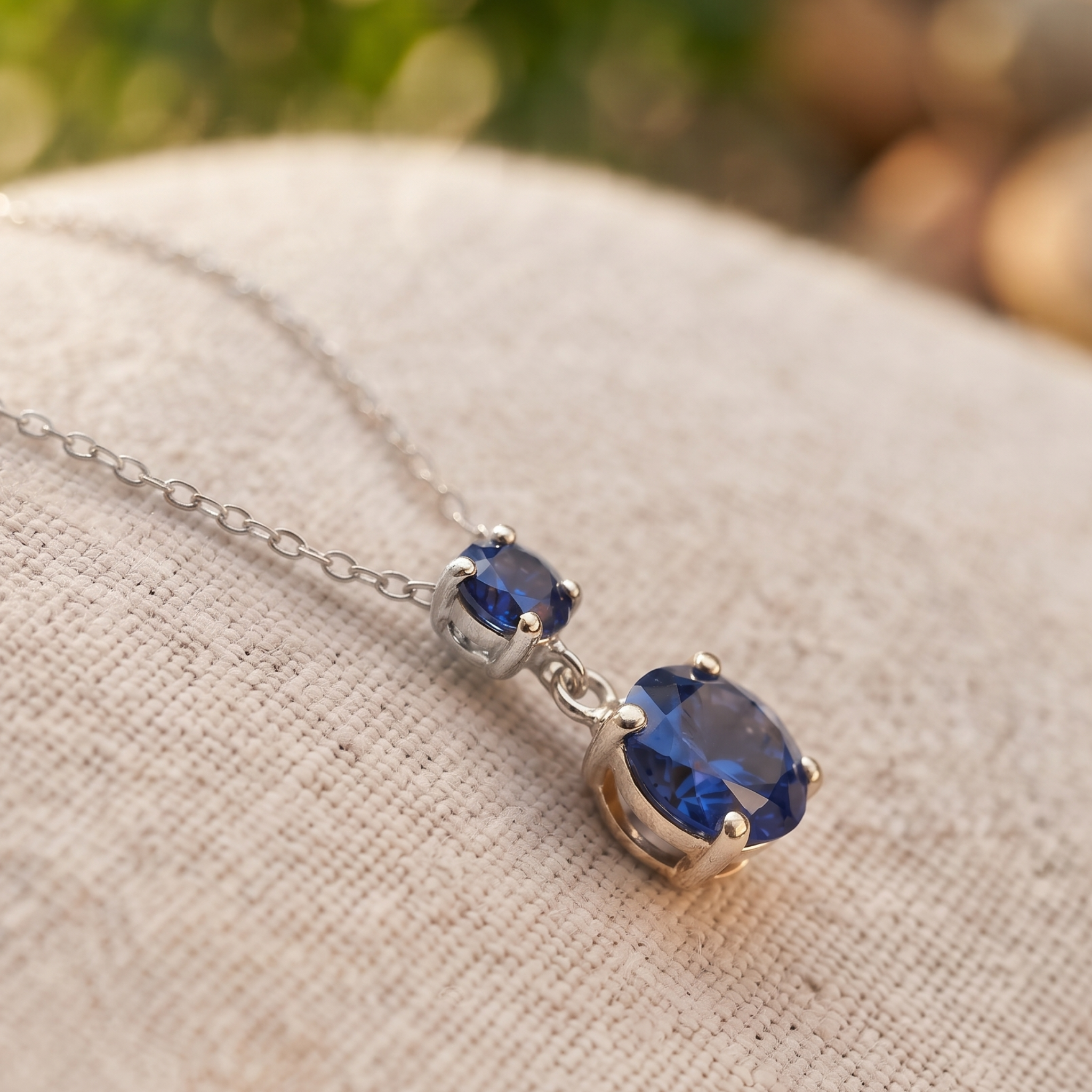 Kiashaa Jewellery 0.68 CTW blue round drop necklace in polished yellow gold.
