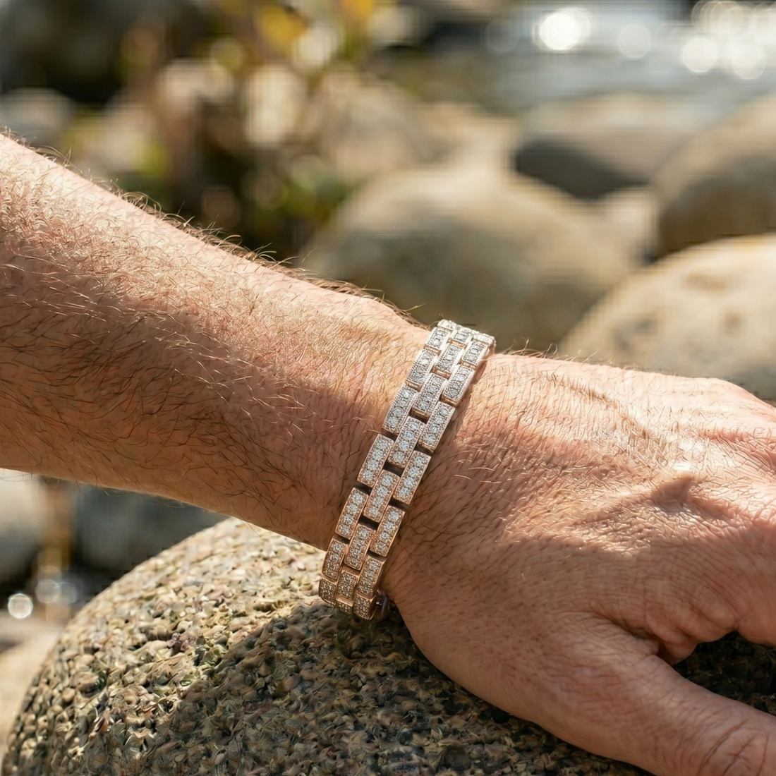 5.51 CTW Round Diamond Wide-Link Men’s Bracelet