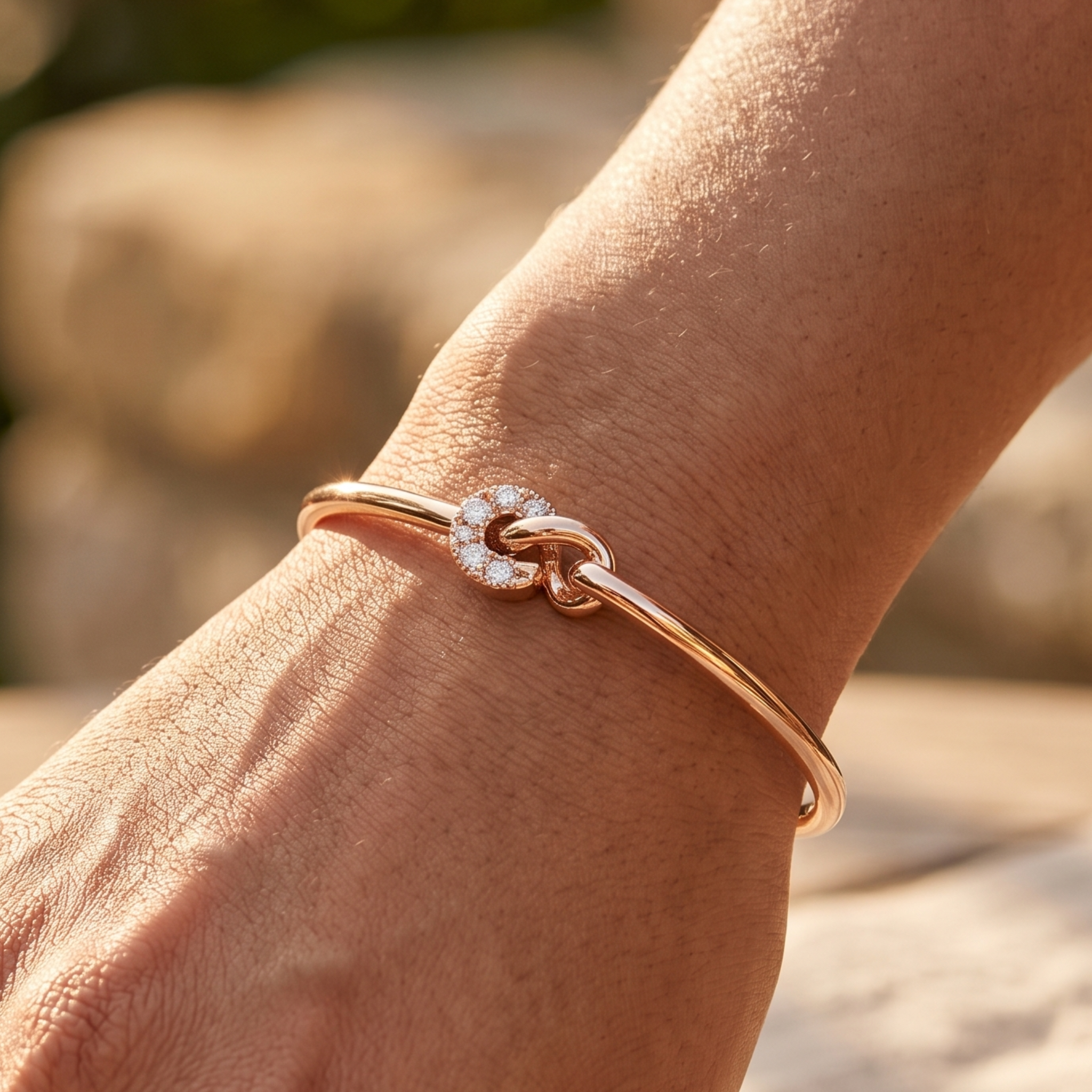 0.07 CTW Round Lab-Grown Diamond Interlocking Bangle Bracelet