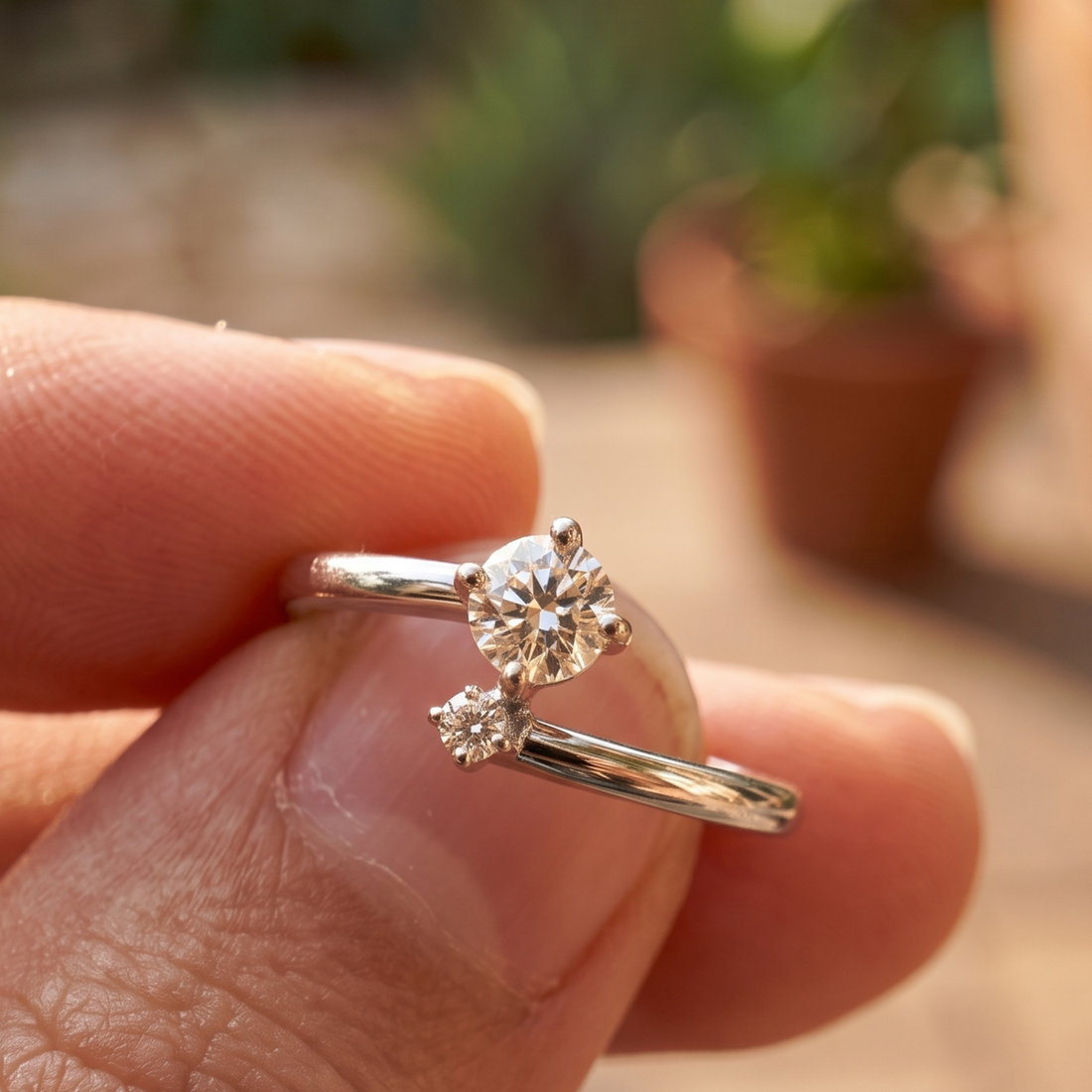 Kiashaa Jewellery 0.275 CTW round diamond bypass ring in polished yellow gold.