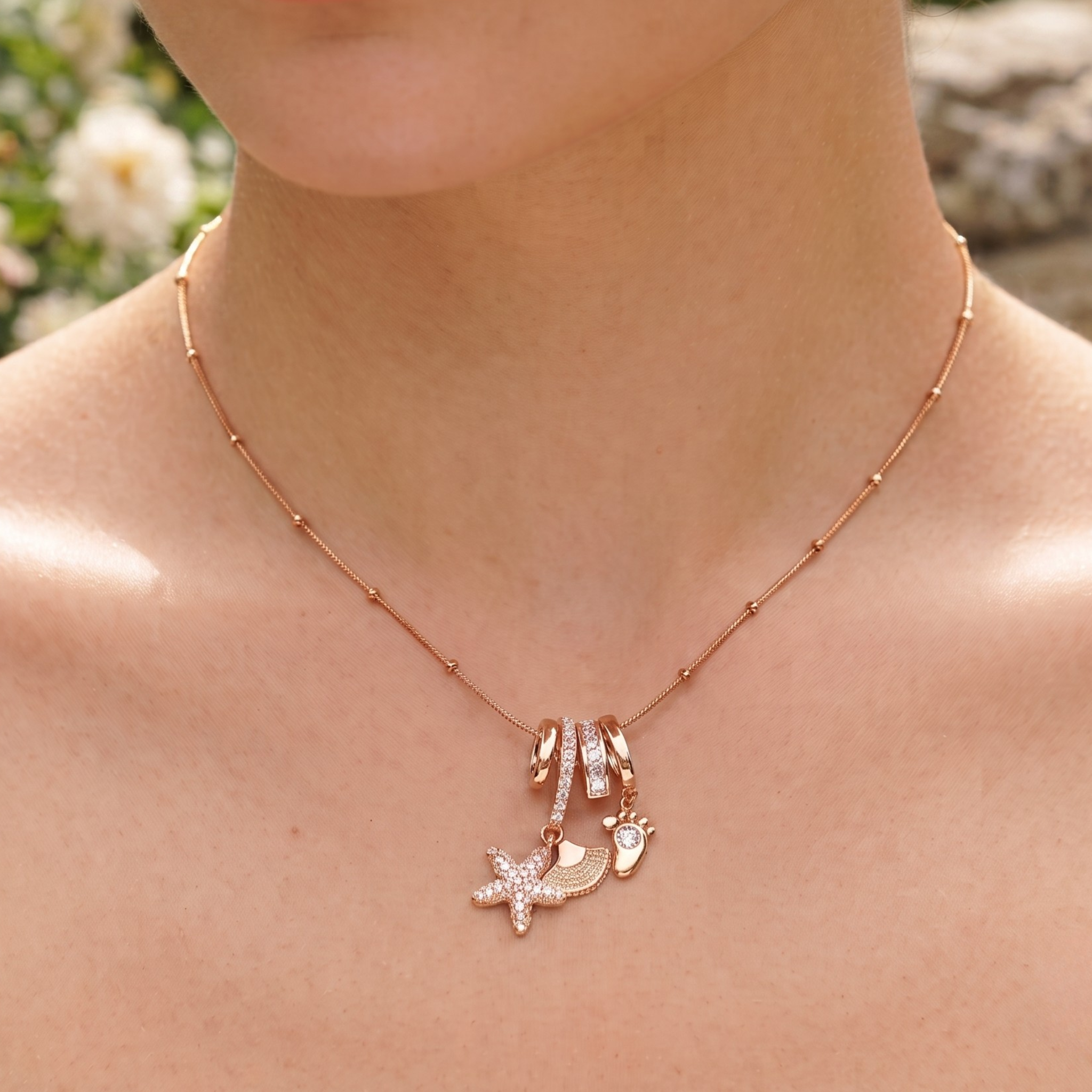 Ocean Whimsy Diamond Charm Necklace in 14K & 18K Gold