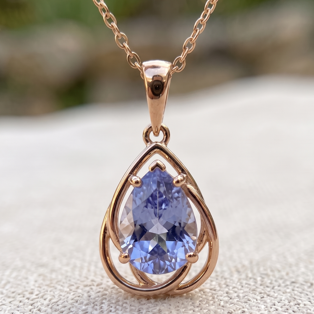 Aqua Teardrop 0.78 CT Pear Solitaire Pendant Necklace in 9K, 14K & 18K Gold