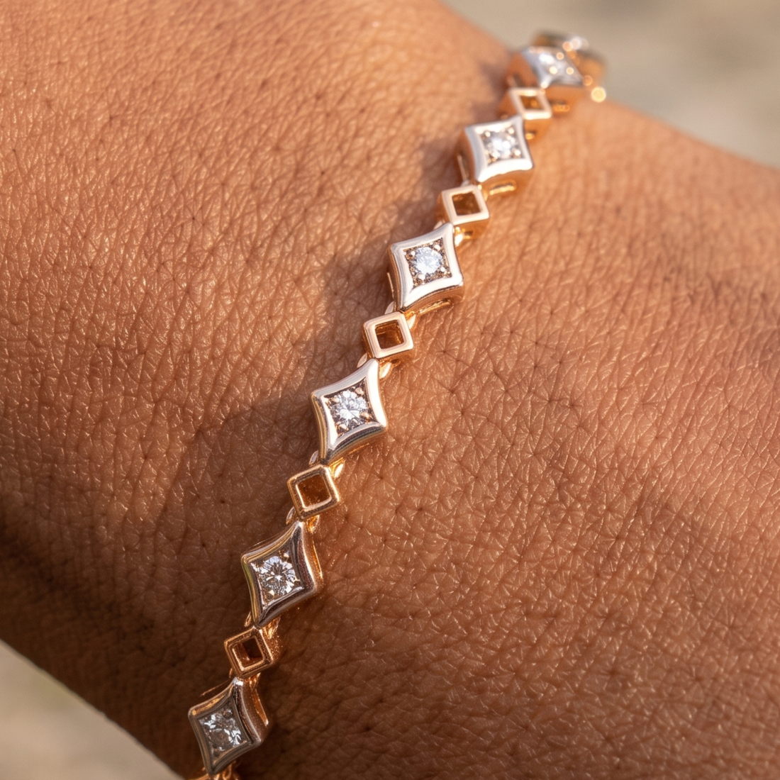 2.40 CTW Princess-Cut Lab-Grown Diamond Geometric Bracelet in 14K & 18K Gold