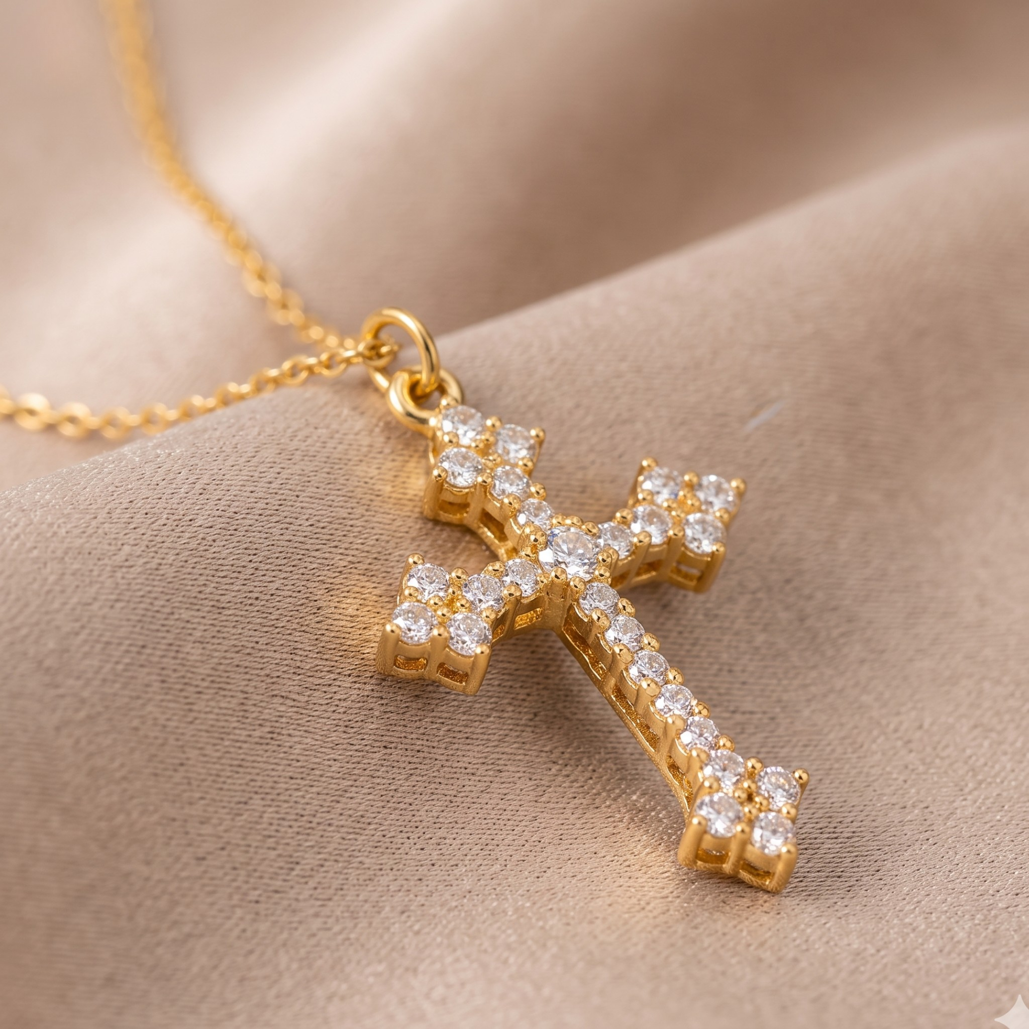 Elegant religious diamond necklace designed for baptism and confirmation gifting.