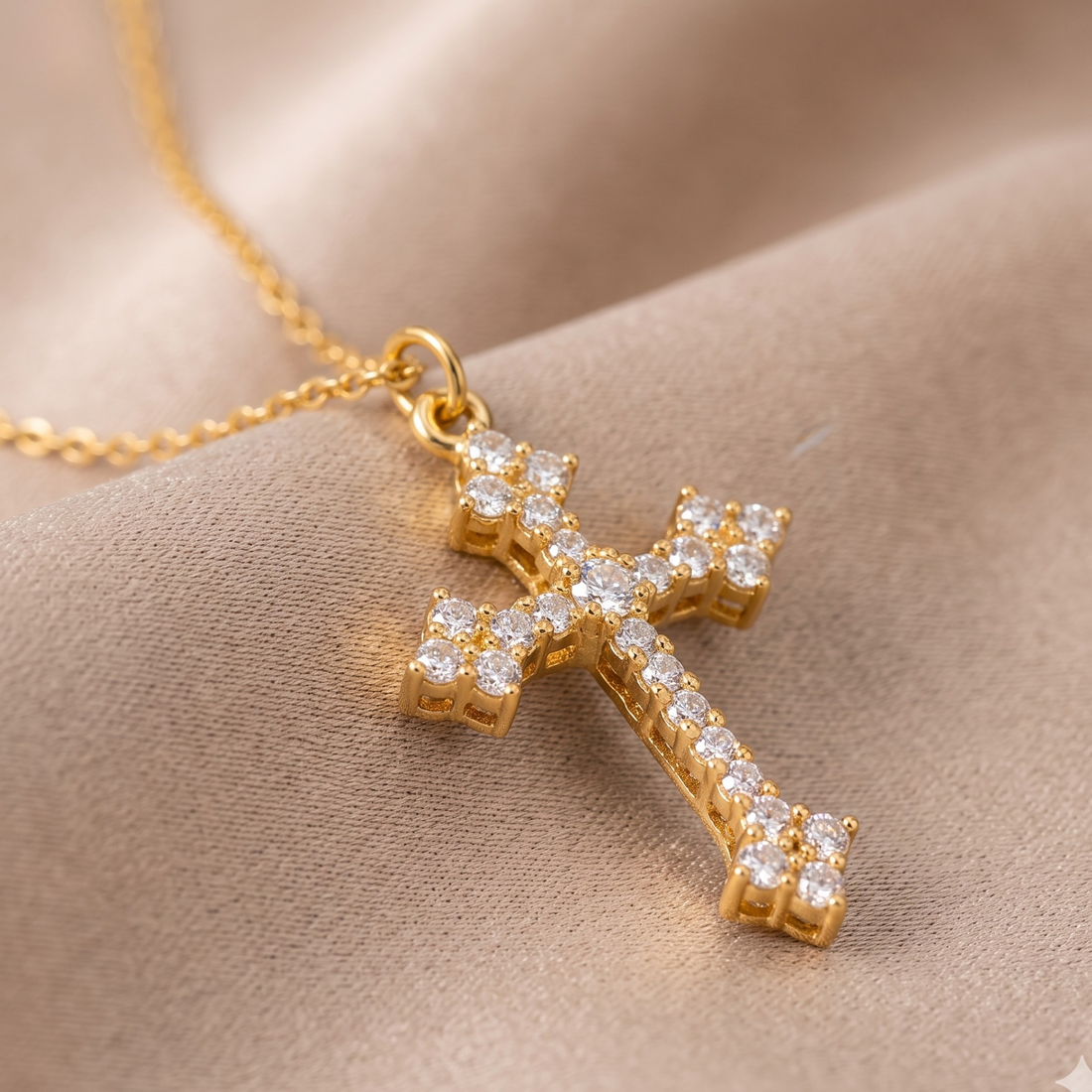 Elegant religious diamond necklace designed for baptism and confirmation gifting.